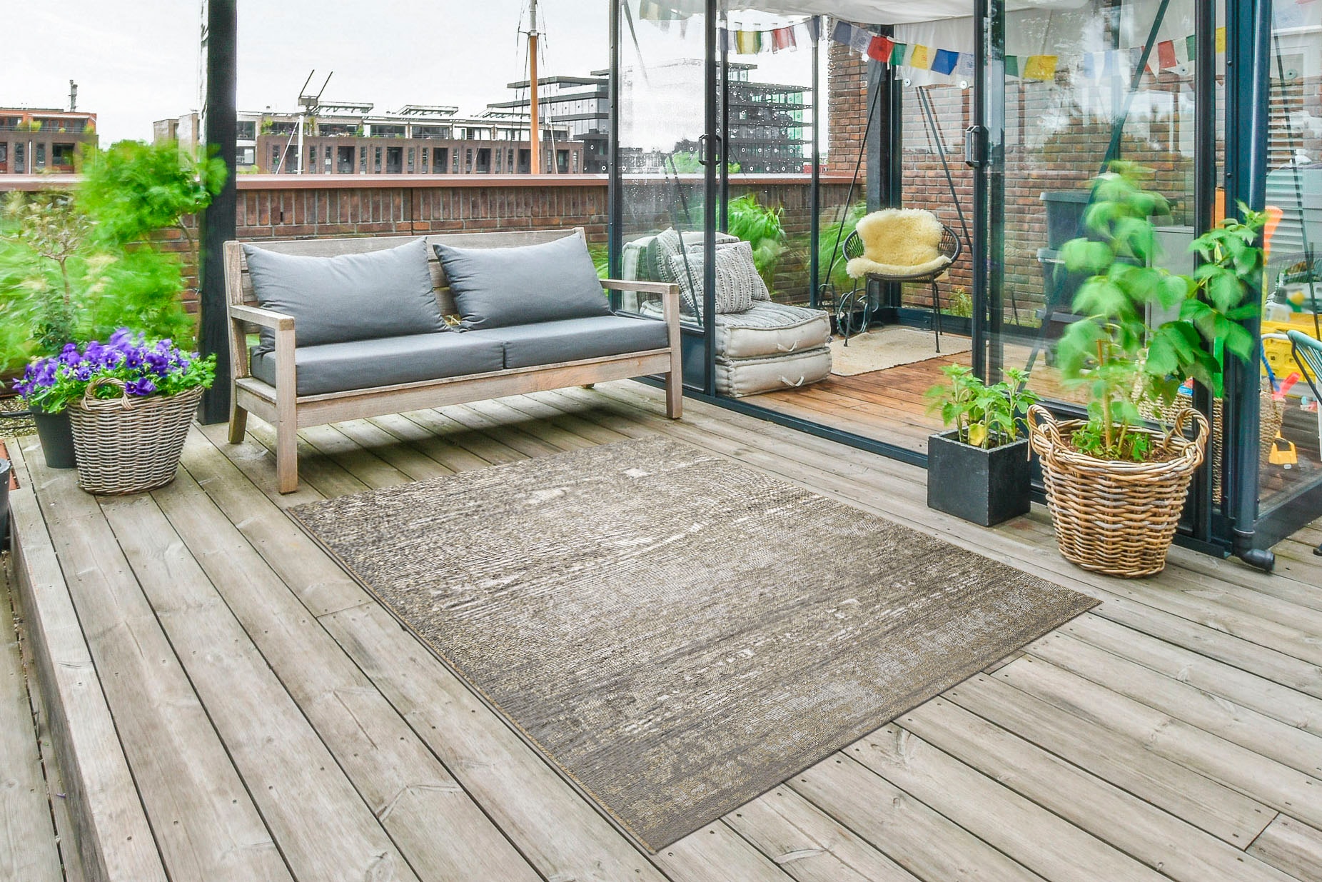 LUXOR living Teppich »Panama, Made in Belgium« rechteckig 5 mm Höhe Flachgewebe, modernes Design, In- und Outdoor geeignet