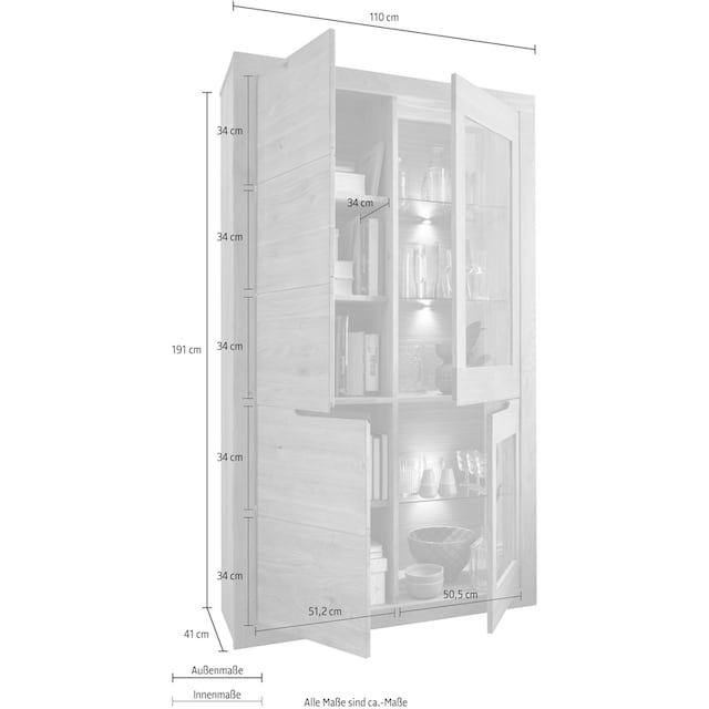 Wohnglücklich by Infantil Vitrine »Basel«, Glasvitrine, Hochschrank, Schrank  Wildeiche Höhe 191 cm, Landhaus kaufen | BAUR