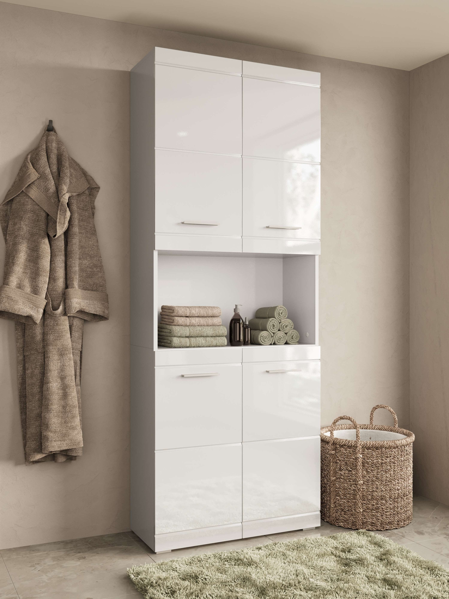 OTTO home Hochschrank »Föhr« minimalistisch, zeitlos, hochglänzend