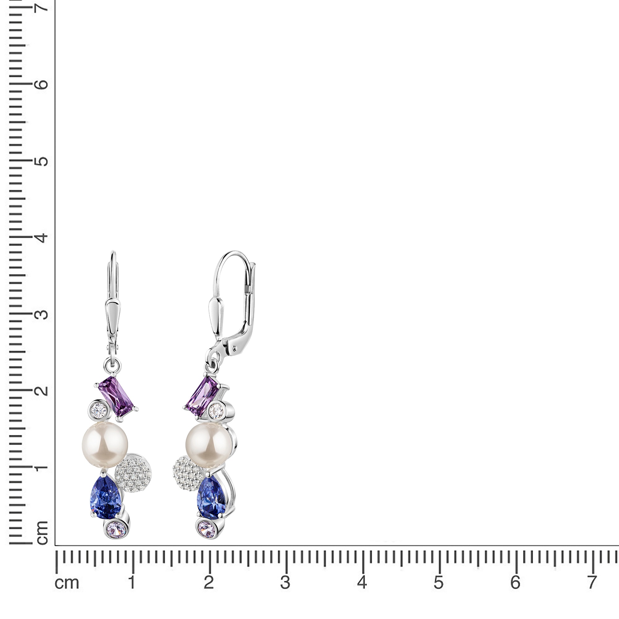 Firetti Paar Ohrhänger »Schmuck Geschenk Silber 925 Ohrringe Baguette Kreis Tropfen« mit Zirkonia (synth.) - mit Süßwasserzuchtperle