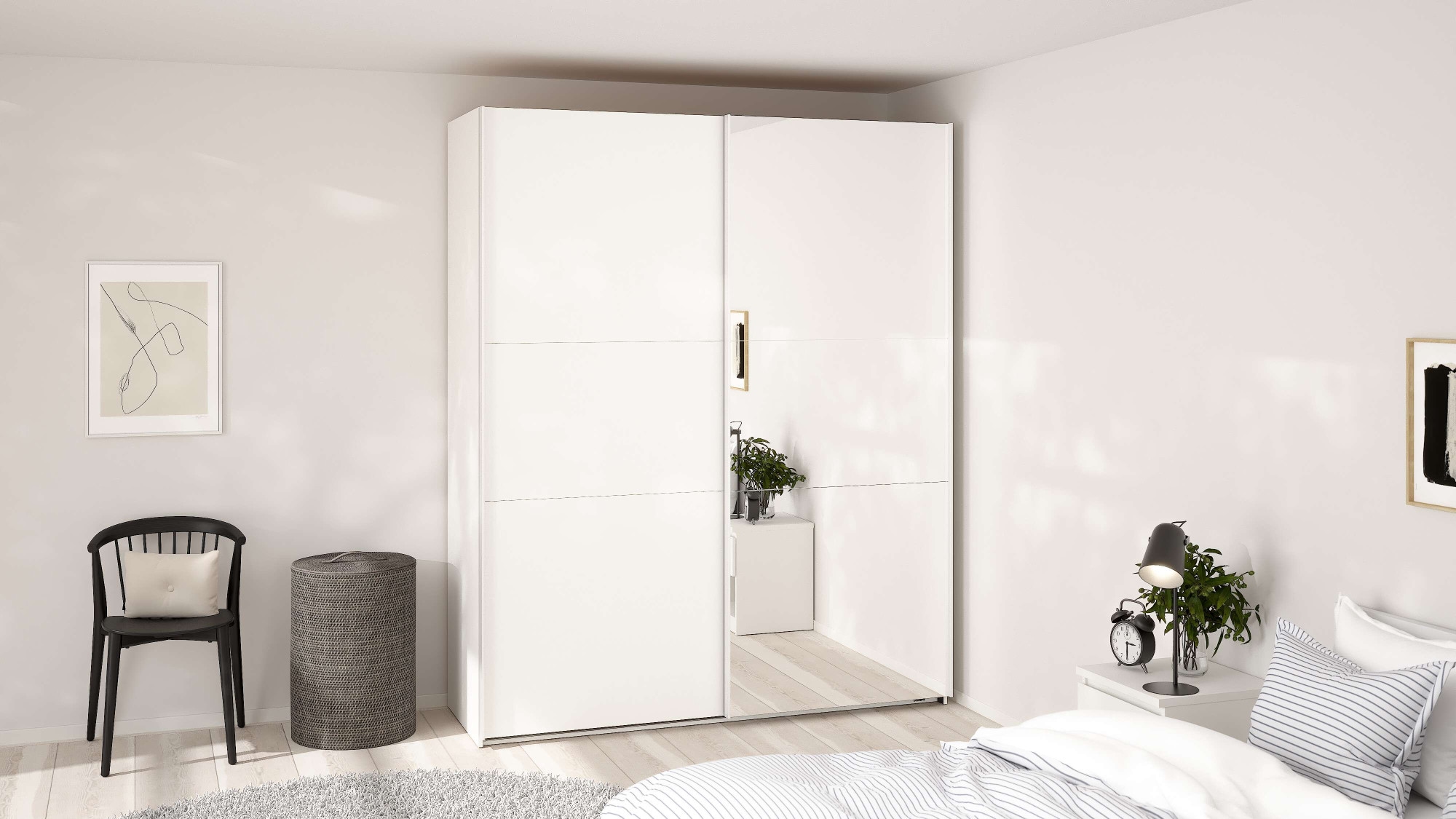 Home affaire Schwebetürenschrank »Como, Kleiderschrank, Schlafzimmerschrank« 1 Schwebetür, 1 Spiegelschiebetür, Kleiderstange, Einlegeboden