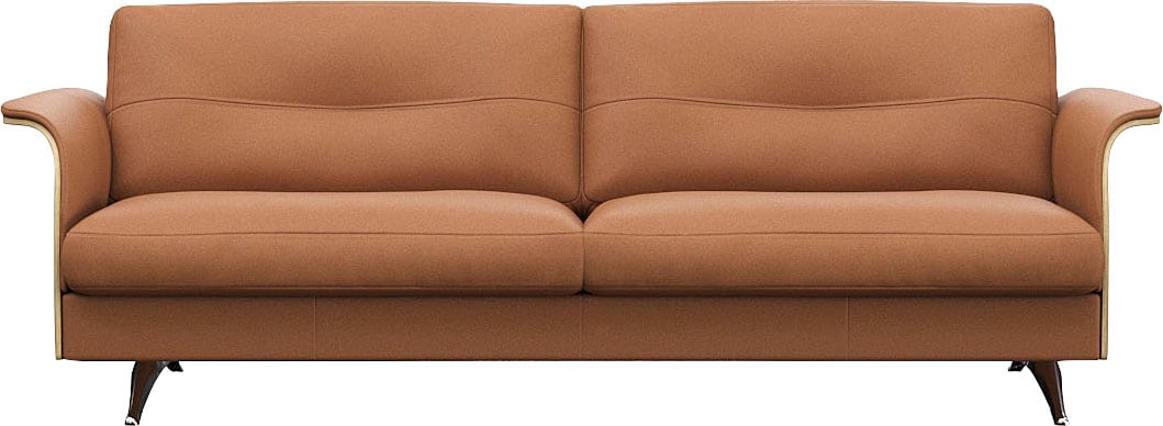 FLEXLUX 3-Sitzer "Glow Designsofa, bequem und komfortabel durch hochwertigen Sitzaufbau" Skandinavisches Design, hochwertige Verarbeitung, Armlehne walnuss