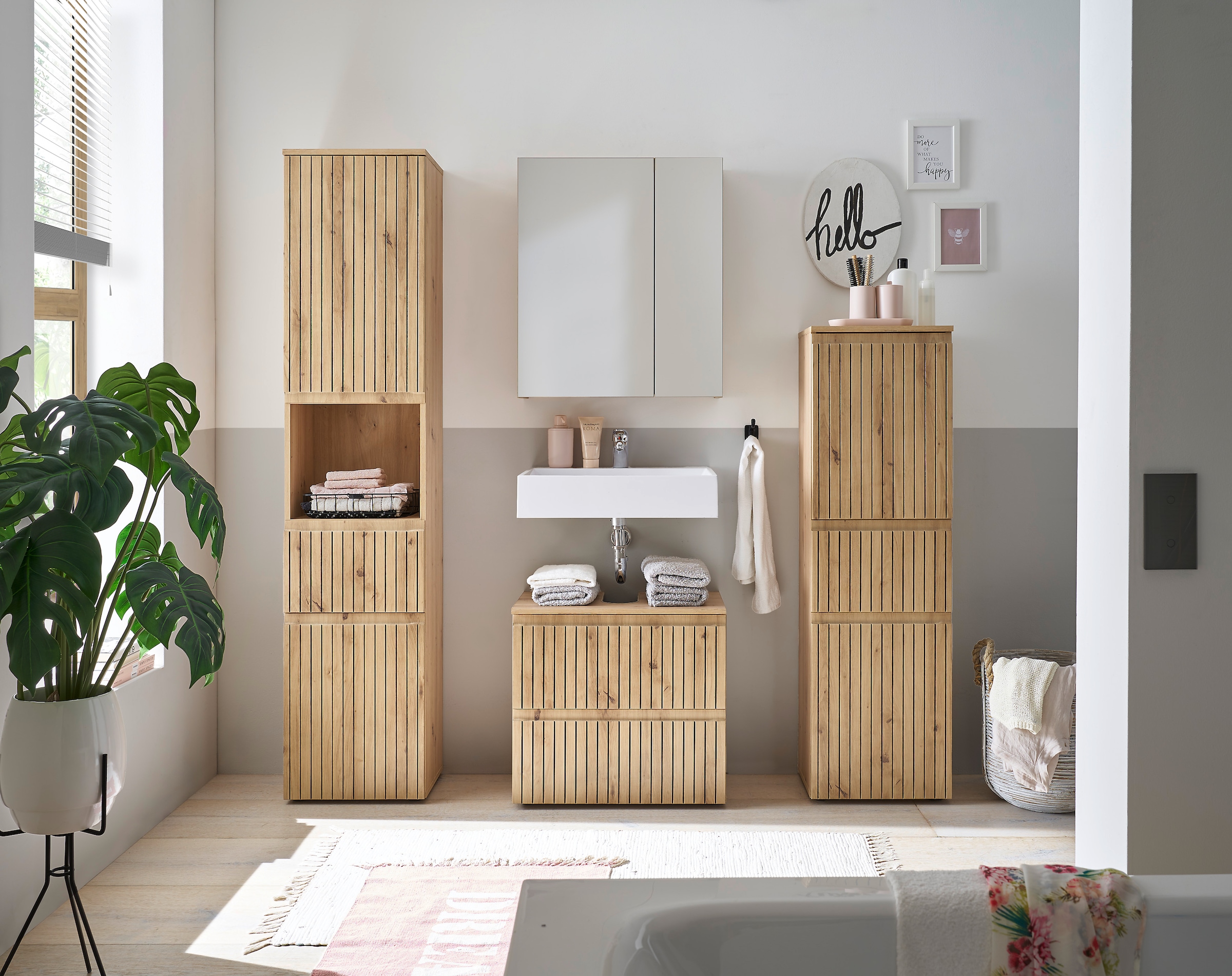 BASIC by Balculina Badmöbel-Set »Austin«, (4 St.), Gesamtbreite 200 cm, 4-tlg., Soft-Close-Funktion