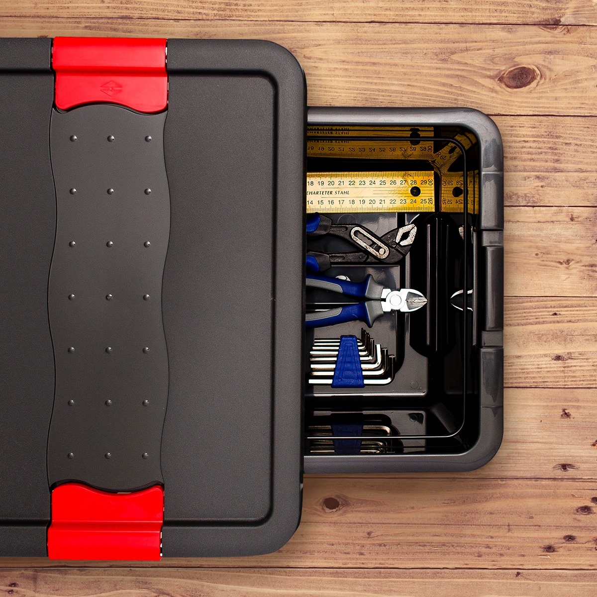 keeeper Transportbehälter »eckhart, 5er Set Transporbox, 12 L, 39,5 x 29,5 x 17,5 cm« 29,5 cm breit 17,5 cm hoch 39,5 cm lang Set, 5 Stk. tlg. seitl. Clips, Griffe am Boden, stoßfeste Seitenwände, robuster Deckel