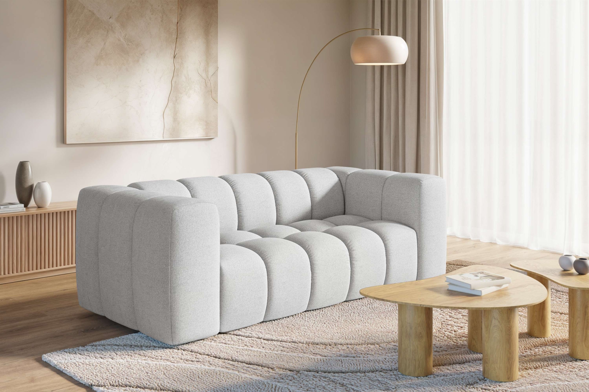 homsy by Ana Johnson 3-Sitzer ""L" BOUBELLE Design-Sofa, Bubble-Optik, Breite 217 cm" hoher Sitzkomfort dank Wellenunterfederung, L Sitztiefe 63 cm