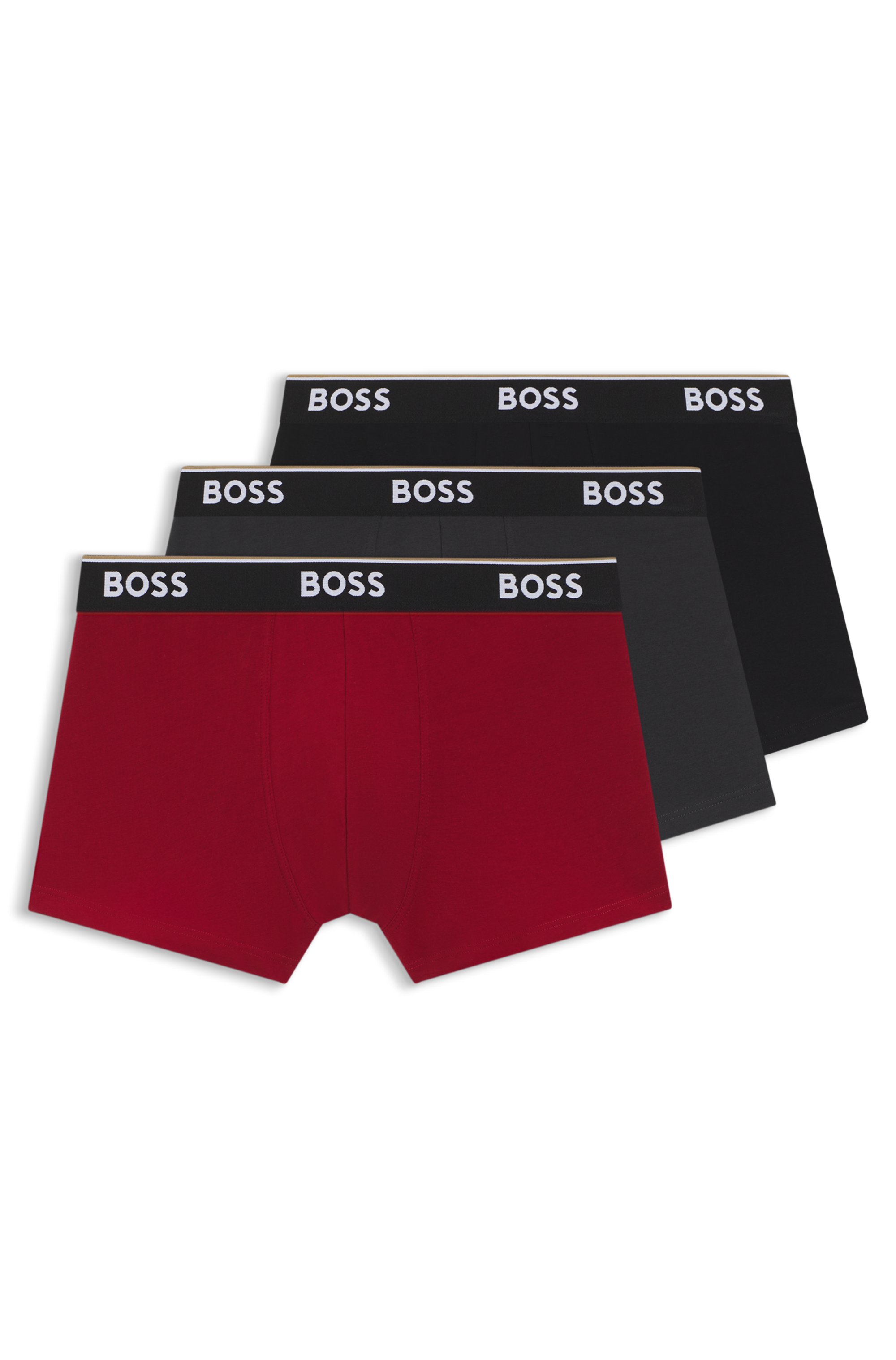 Thumbnail - BOSS Trunk "3P Power" Packung, 3 Stk. tlg., mit BOSS Schriftzug auf dem Bund