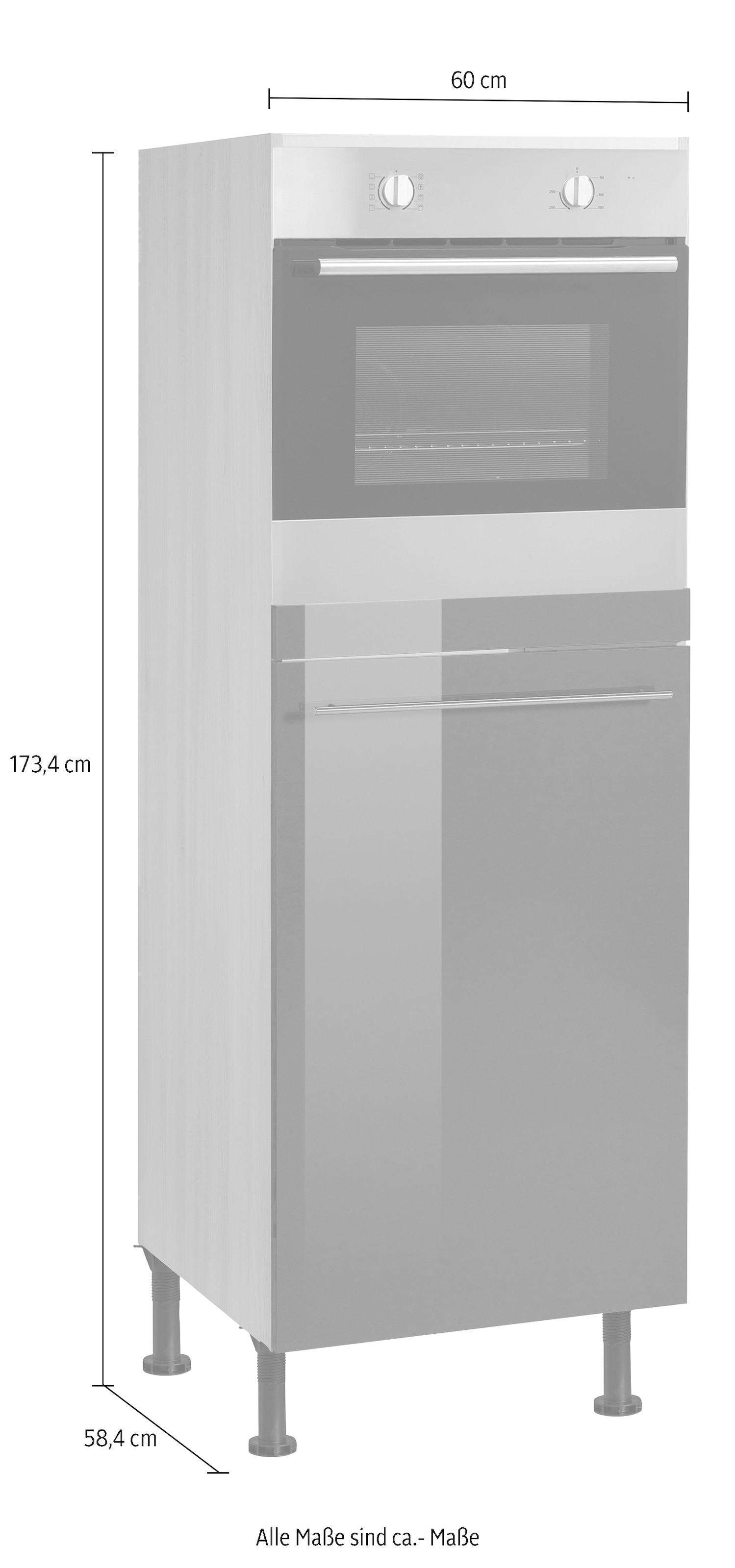 OPTIFIT Backofen/Kühlumbauschrank »Bern«, 60 cm breit, 176 cm hoch, höhenverstellbare  Stellfüße, mit Metallgriff | BAUR | Backofenumbauschränke