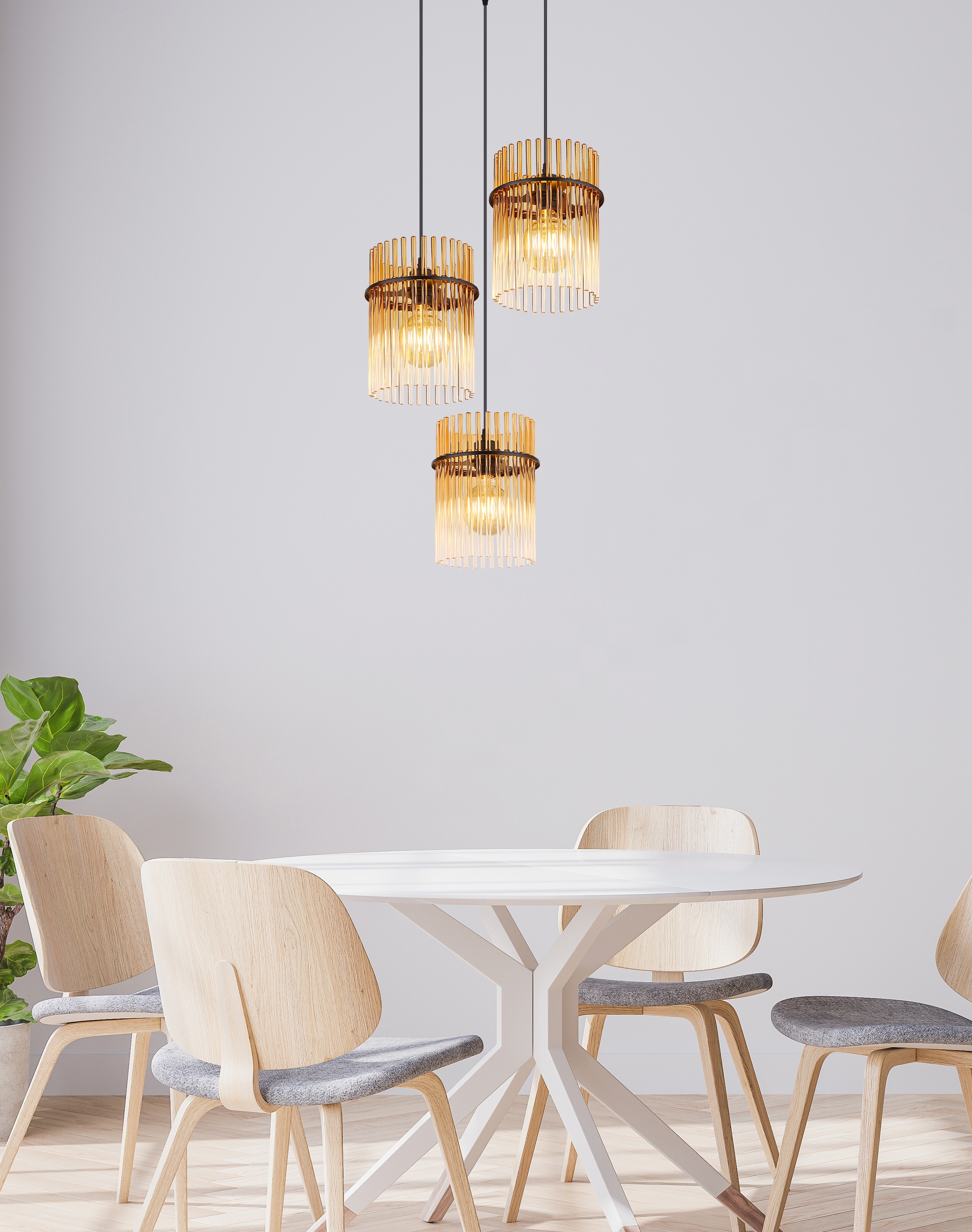 GLOBO LIGHTING Hängeleuchte »GORLEY« E27 1 Stk. Hängelampe Glasstäbe amber klar verlaufend elegant Wohnzimmer