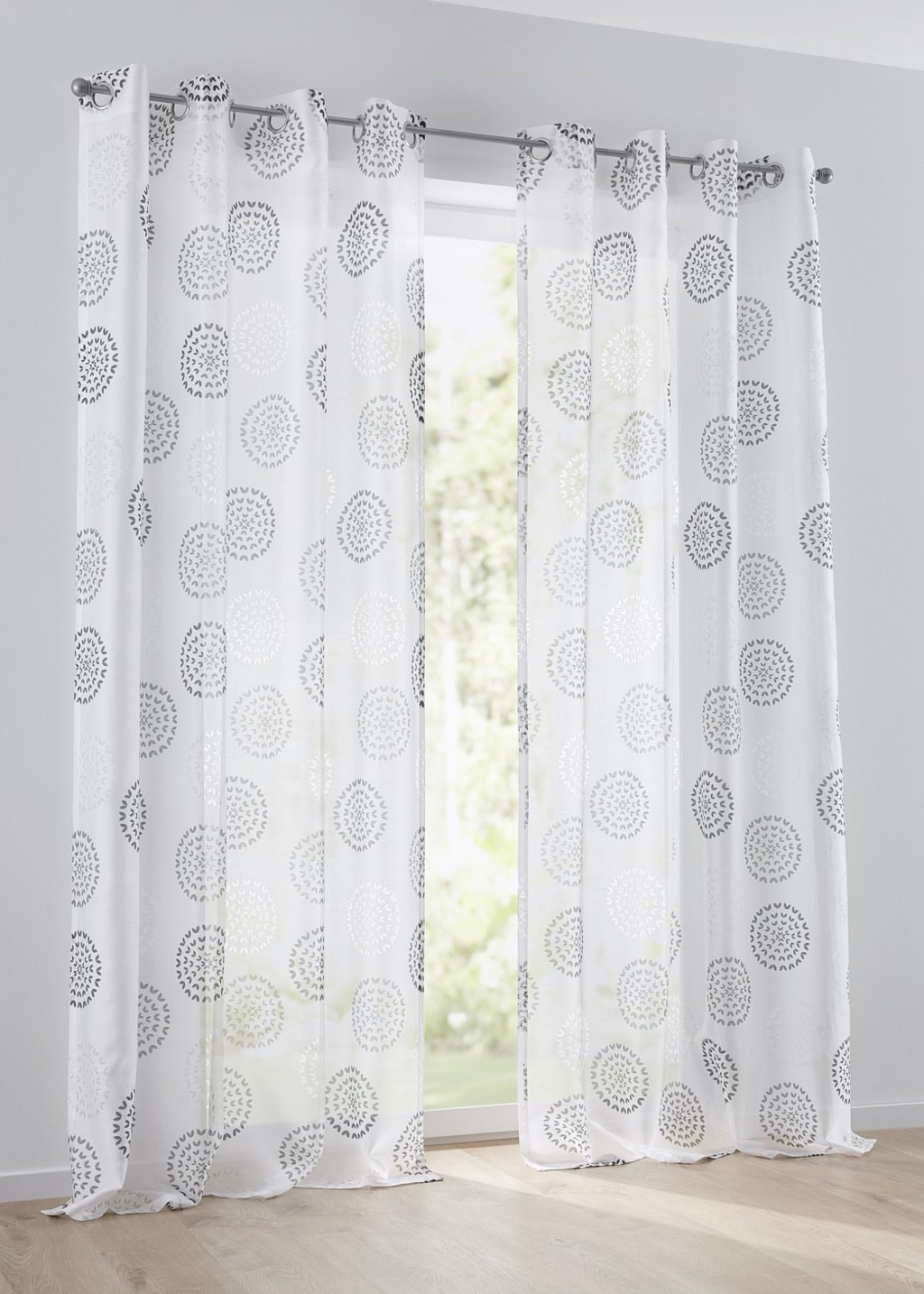 Kutti Vorhang »Bella«, (1 kaufen Ausbrenner, halbtransparent, Baumwolle-Polyester | BAUR St.), bedruckt, Gardine
