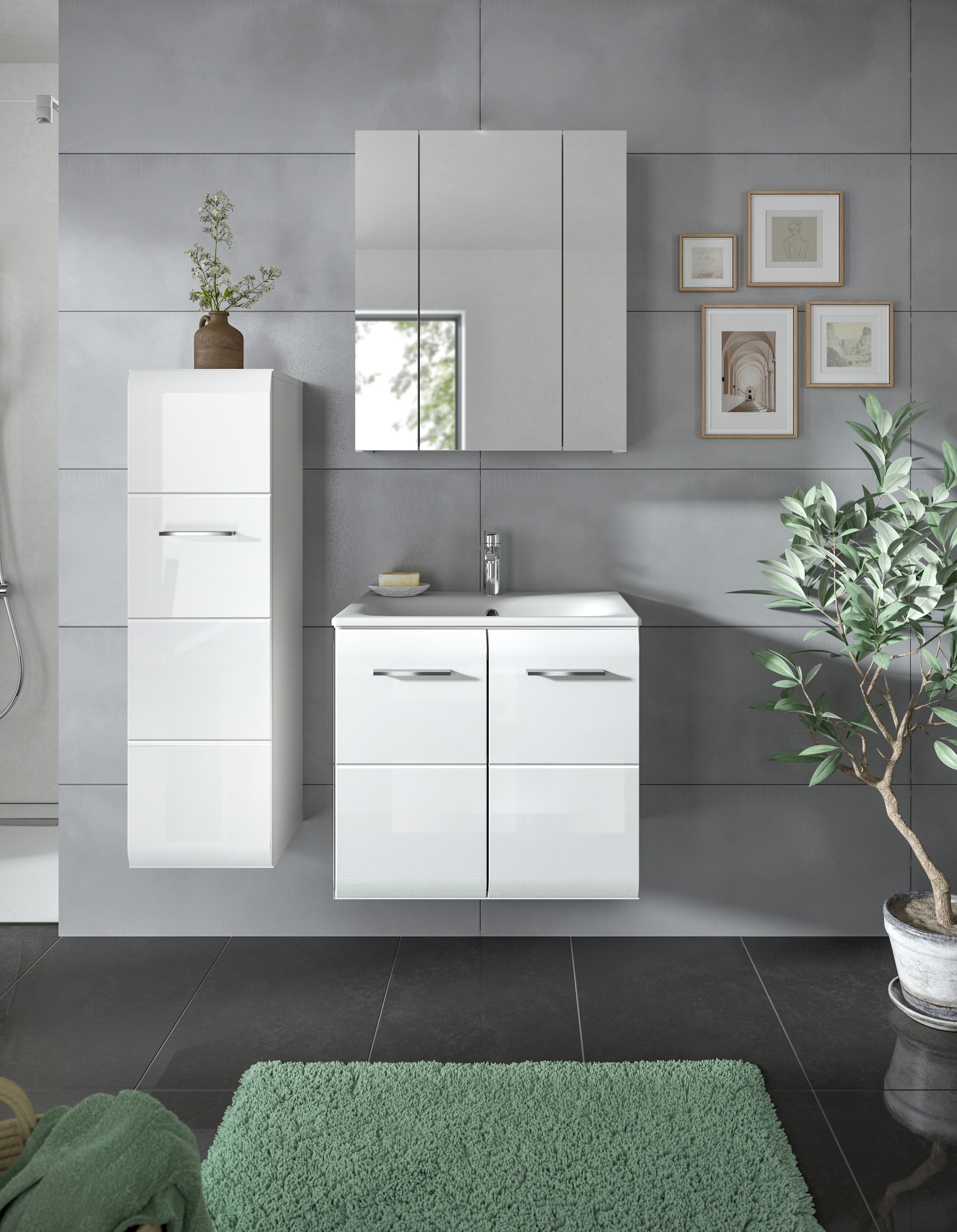 INOSIGN Badezimmer-Set, (Set, 4 St.), Florenz, Badkombination 4-tlg.,Weiß h günstig online kaufen