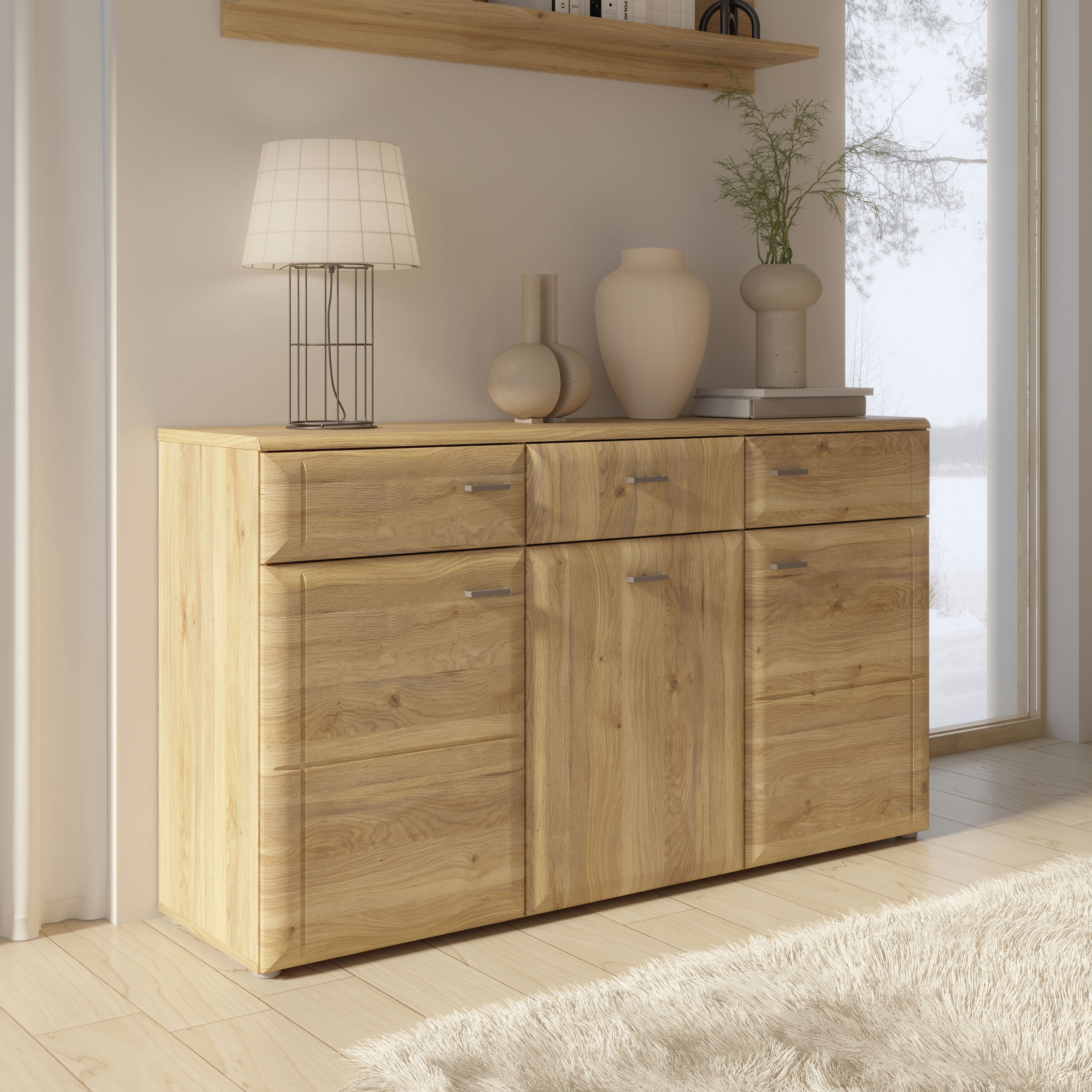FORTE Sideboard »Akinori«, Sideboard, Holzoptik, MDF Front, Metallgriffe, Soft Close, Vollauszug