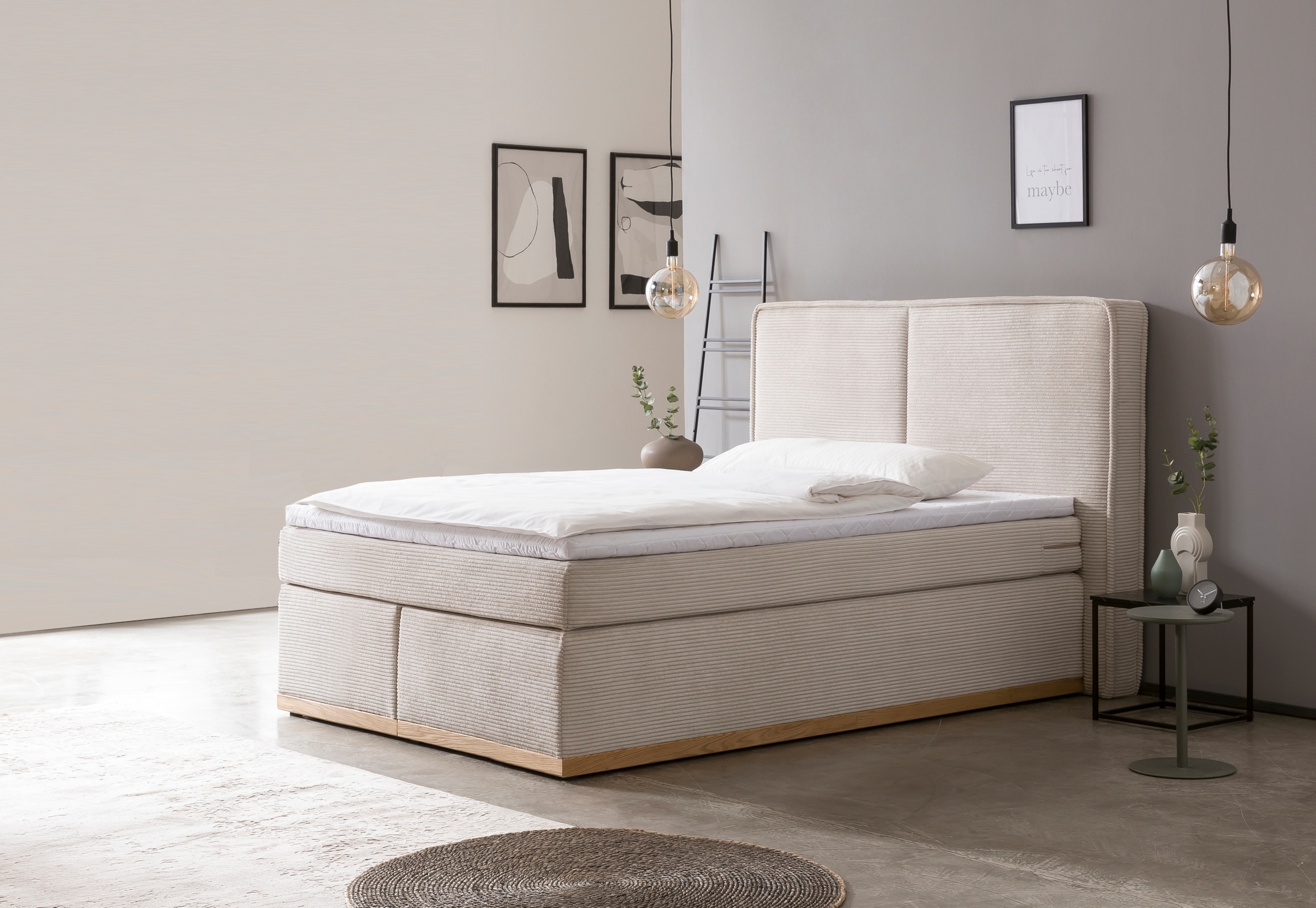 Home affaire Boxspringbett "SHERWOOD Cord Hotelbett, Polsterbett Premiumbet günstig online kaufen