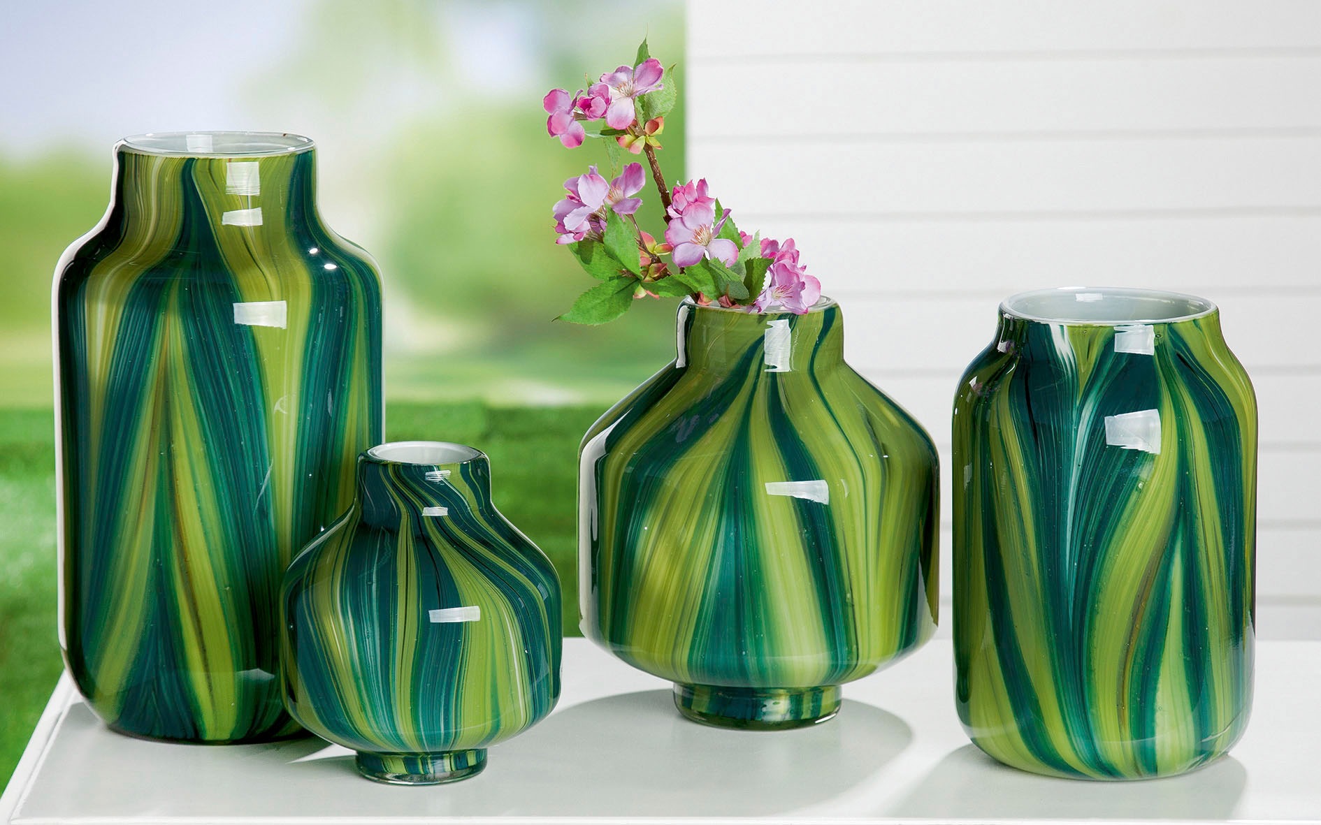 GILDE Tischvase »Verdo, Höhe ca. 16 cm«, (1 St.), dekorative Vase aus Glas, Blumenvase