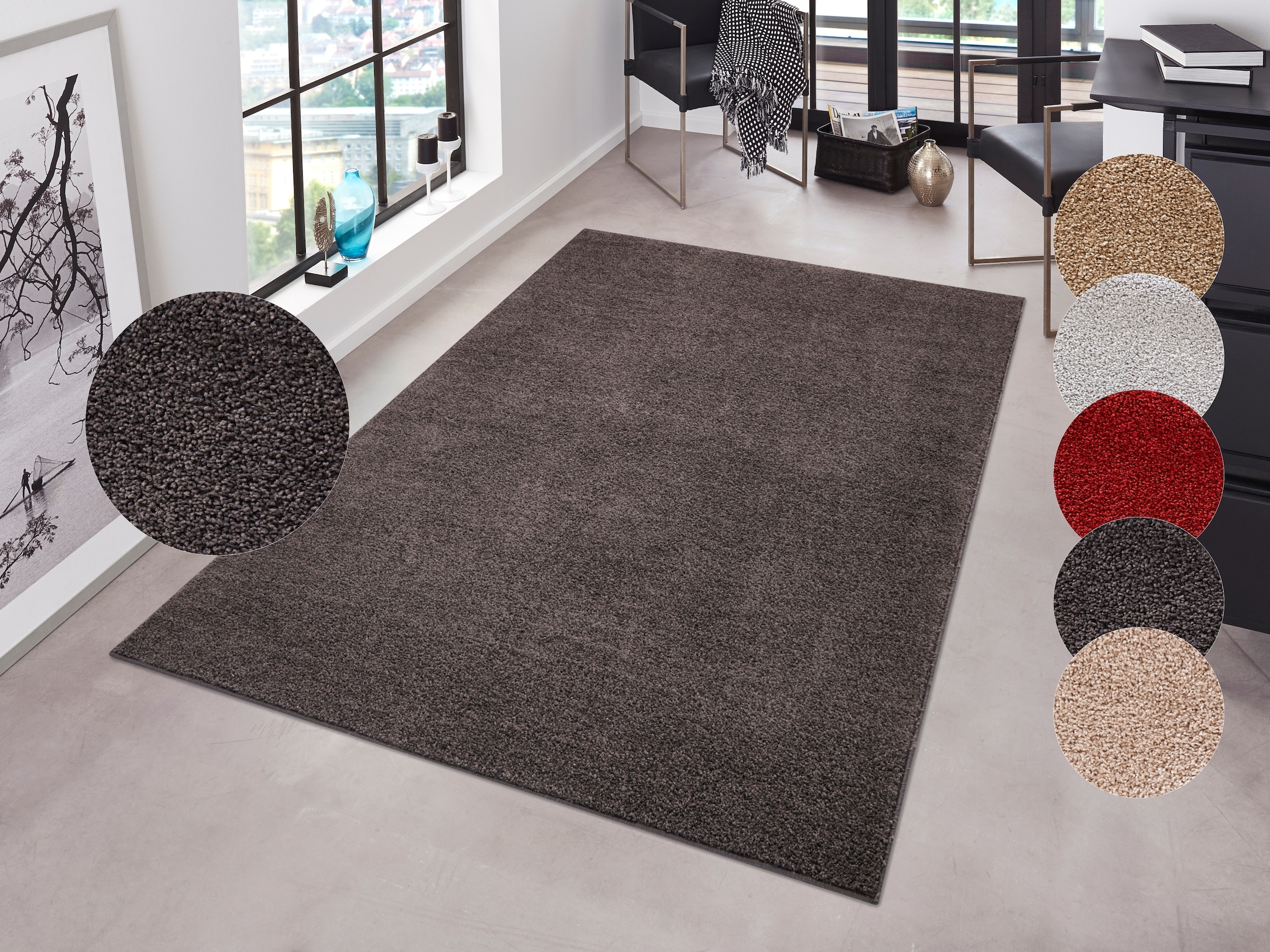 HANSE Home "Pure 100 Kurzflor" rechteckig 13 mm Höhe Kurzflor, uni, umkettelt, Läufer, Wohnzimmer, Kinderzimmer, Flur