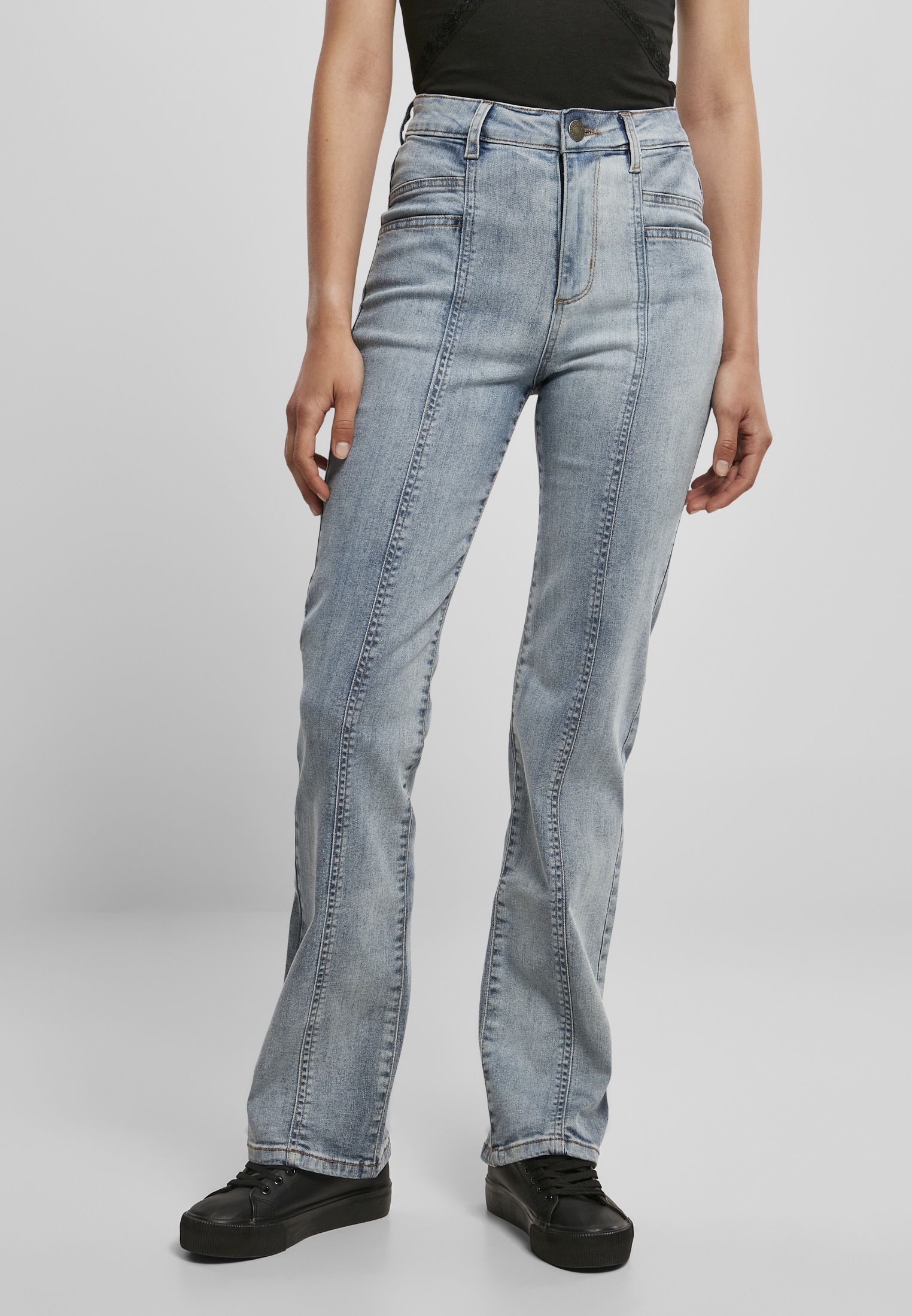 Bequeme Jeans »Urban Classics Damen Ladies High Waist Straight Slit Denim Pants«, (1...
