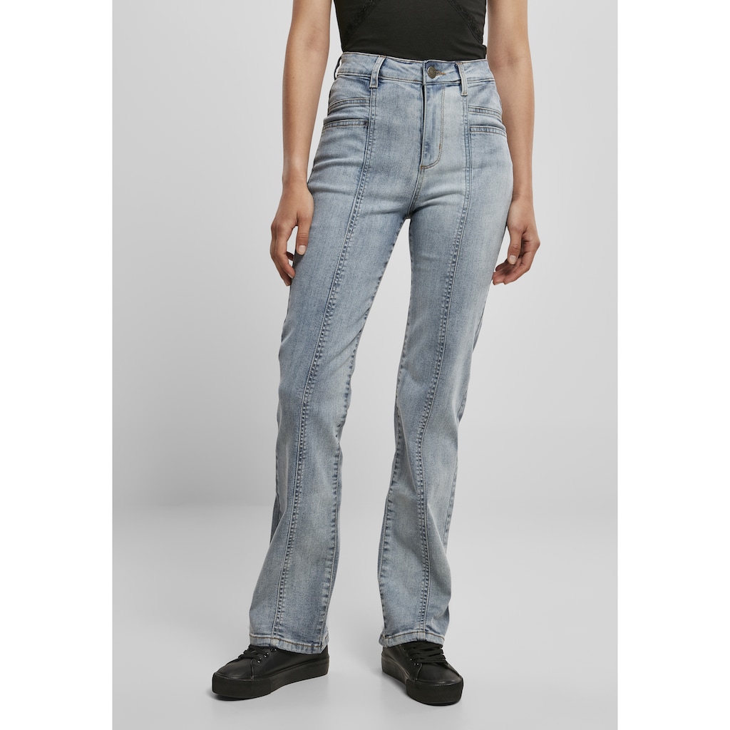 URBAN CLASSICS Bequeme Jeans »Urban Classics Damen Ladies High Waist Straight Slit Denim Pants«, (1 tlg.)