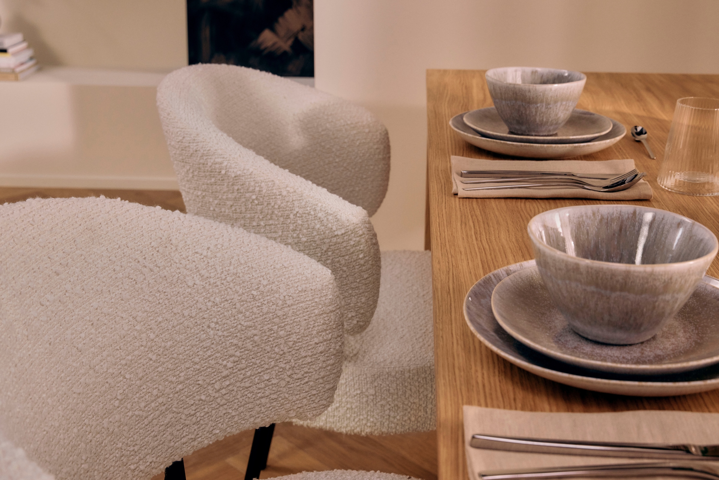 LeGer Home by Lena Gercke Esszimmerstuhl »Sölve, TOPSELLER!«, (Set), 2 St., Boucle Bezugsstoff, Metallgestell, Sitztiefe 48 cm