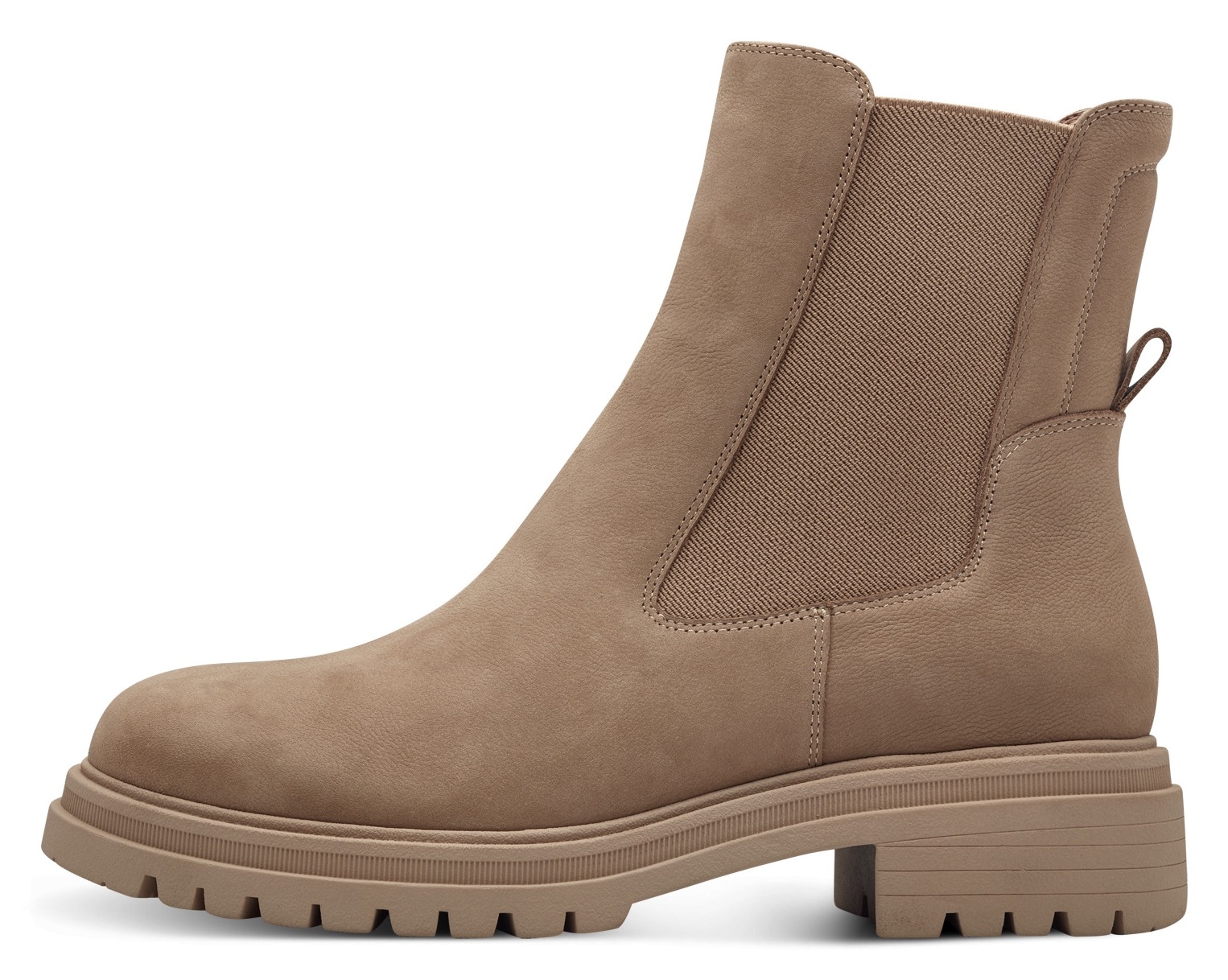 Tamaris Chelseaboots, Blockabsatz, Combat-Boots, Stiefelette mit Stretcheinsatz