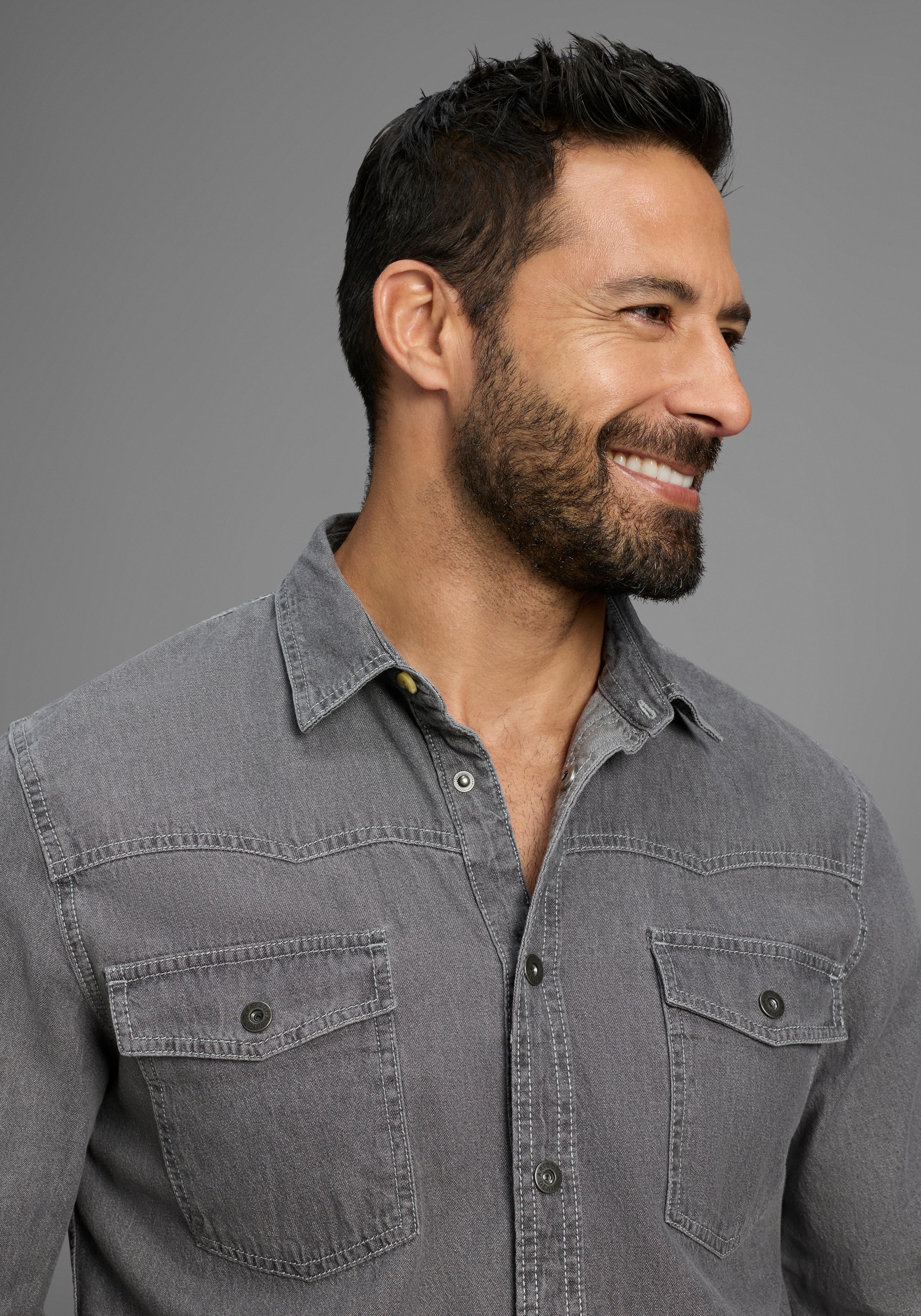 Thumbnail - Arizona Jeanshemd Western Stil