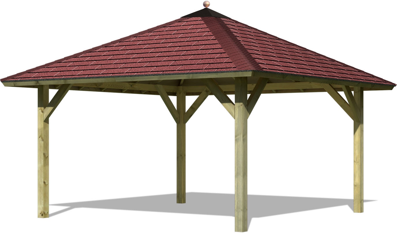 Karibu Pavillon »Holm 1«, (Set), BxT: 431x431 cm, inkl. Dachhaube, Dachschindeln und Pfostenanker