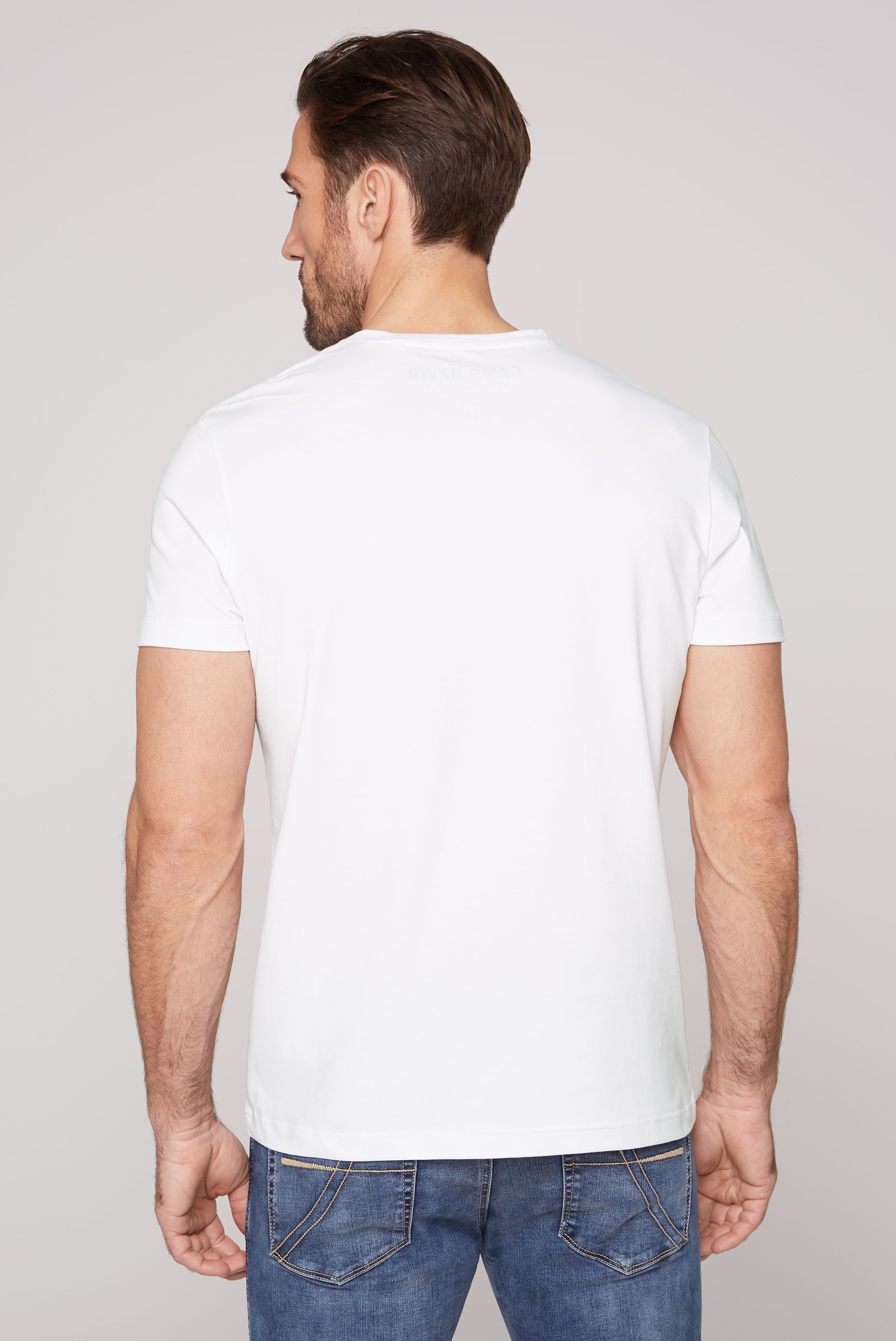 CAMP DAVID V-Shirt, bequem, Baumwollmix, V-Ausschnitt, mit Logo-Print günstig online kaufen