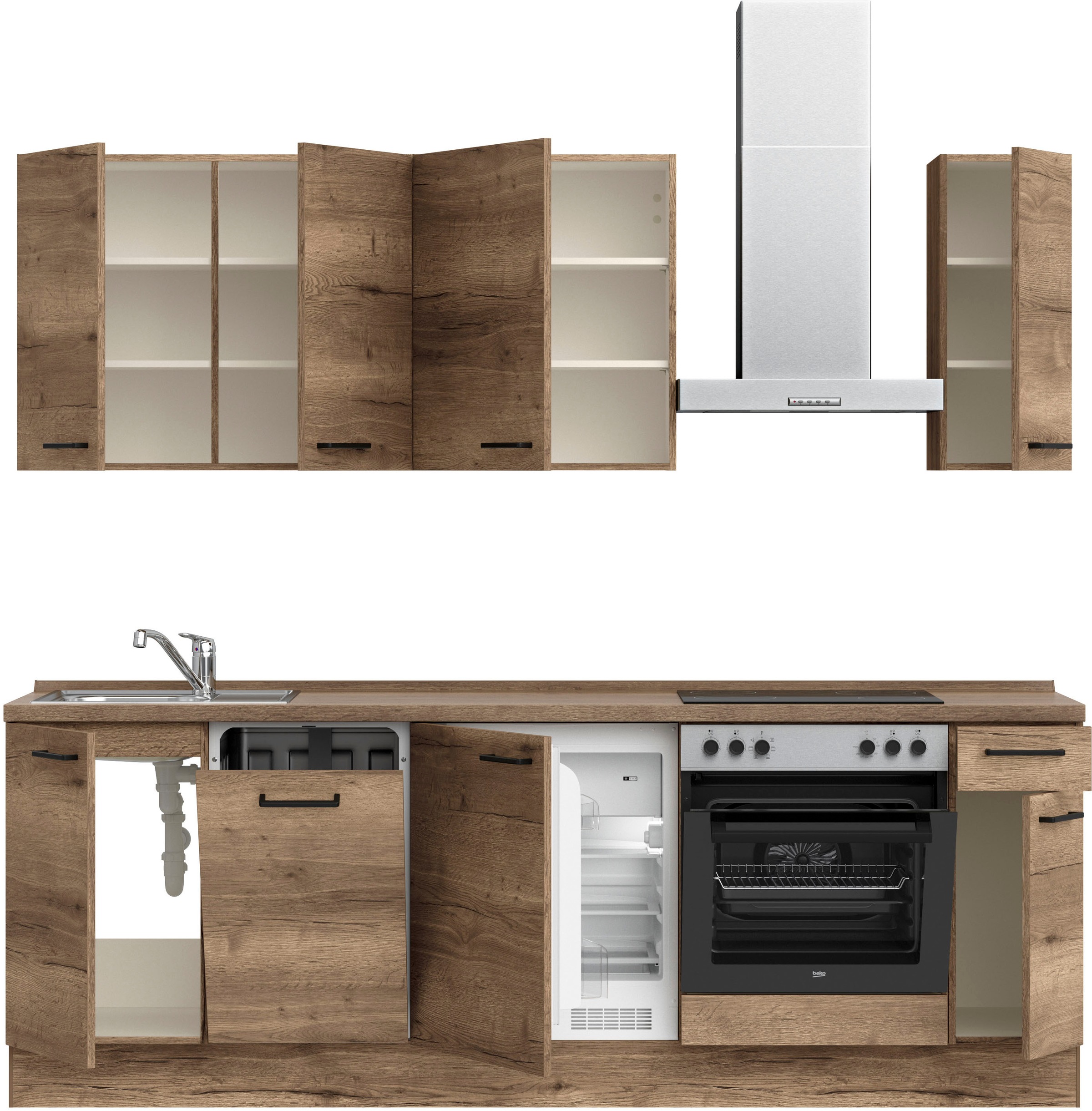 nobilia® Küchenzeile »"Structura I"«, vormontiert, Ausrichtung wählbar, Breite 240 cm, wahlw. mit E-Geräten
