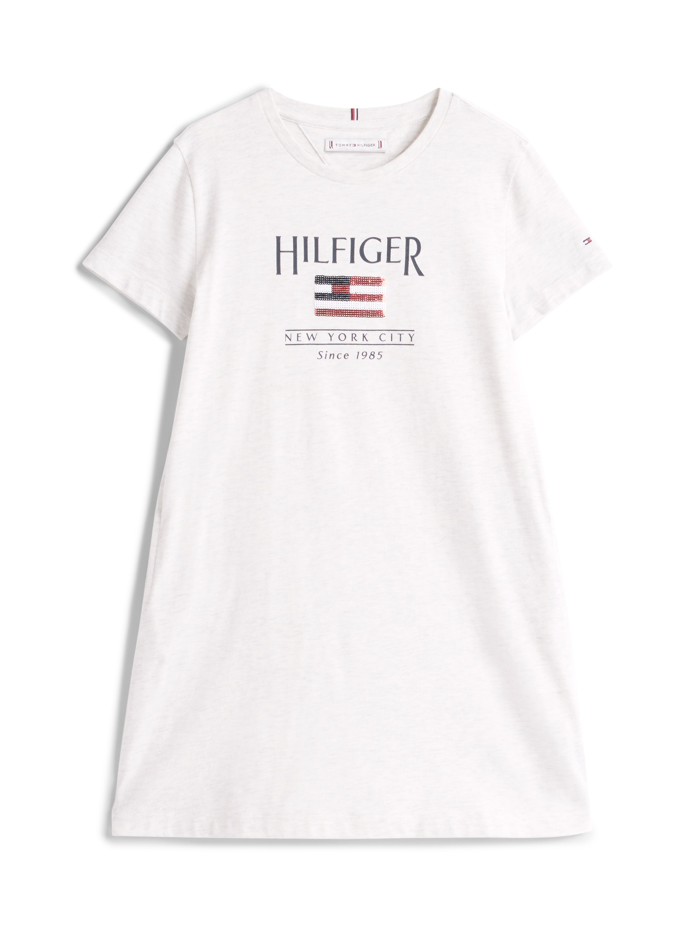 Tommy Hilfiger Shirtkleid »HILFIGER SEQUINS FLAG TEE DRESS«, mit Pailetten, mit Logo-Flag