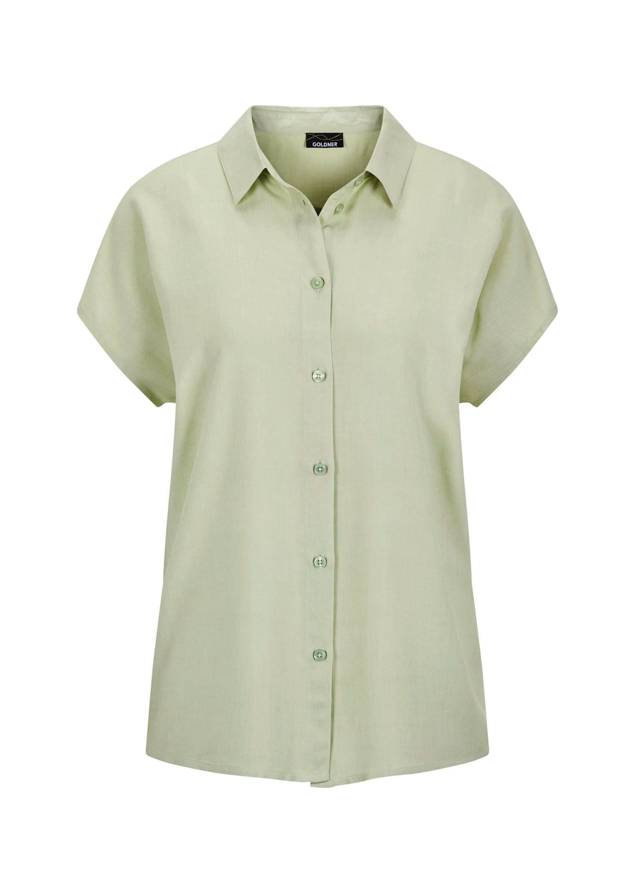 GOLDNER Kurzarmbluse »Viskosebluse mit Hemdkragen« Sattel am Rückteil mit Kellerfalte