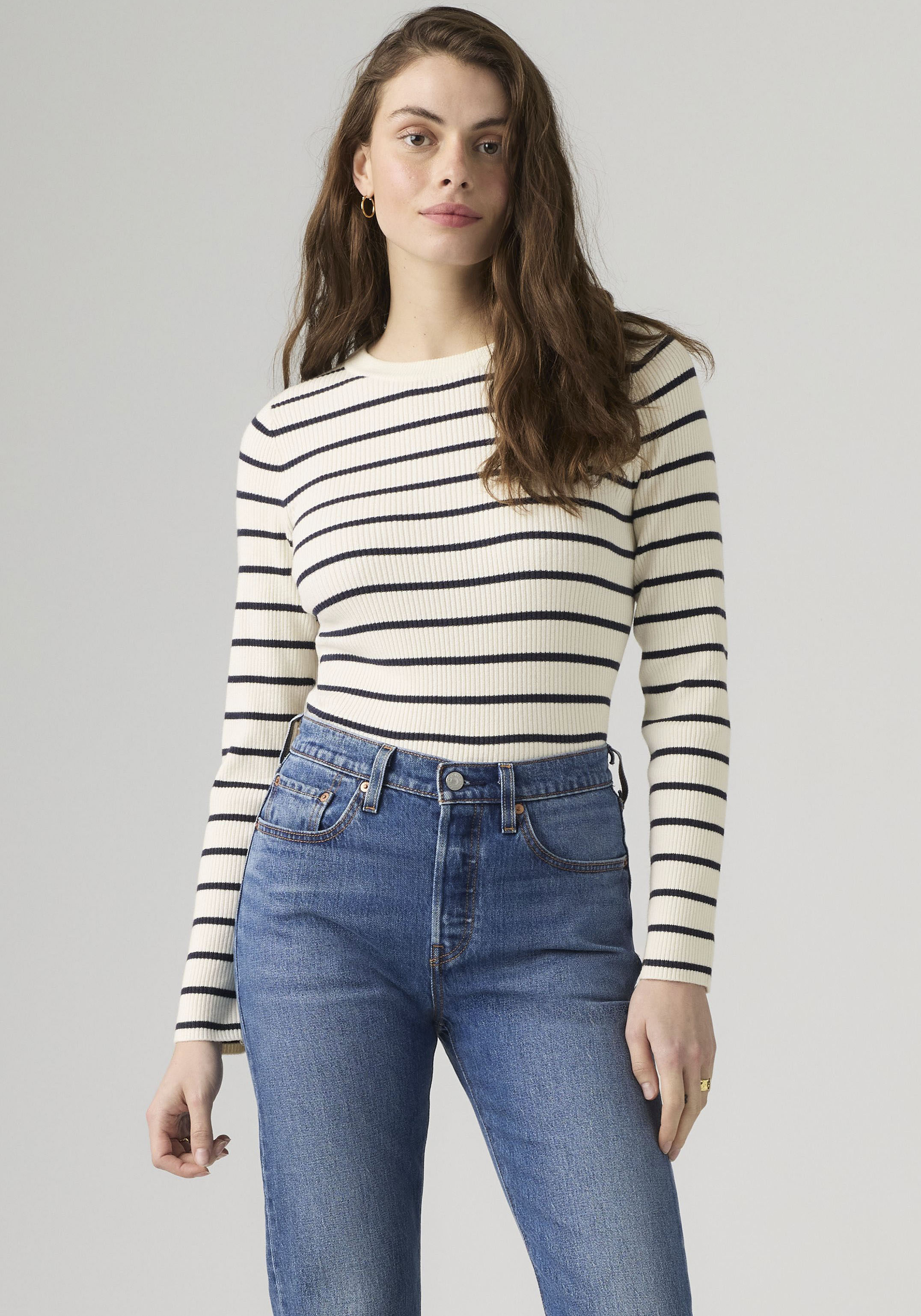 Levis Rundhalspullover "RIB CREW SWEATER" Geripptes Strickmuster