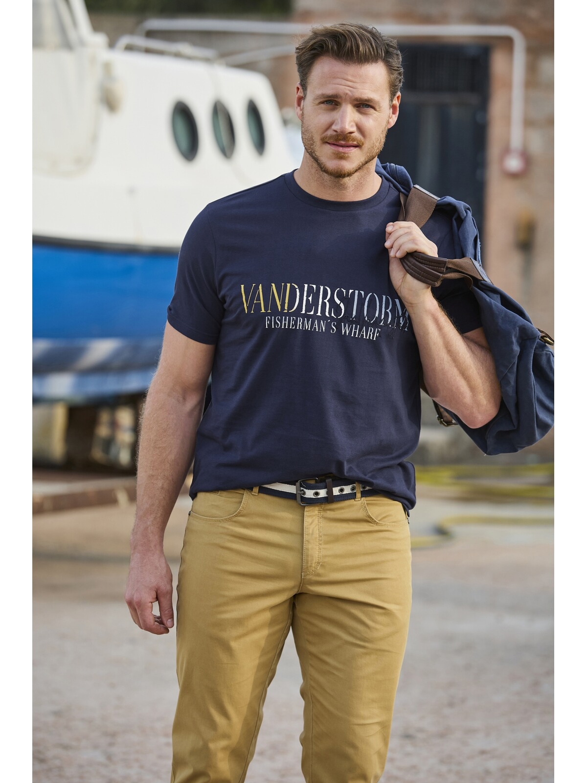 Jan Vanderstorm Rundhalsshirt »T-Shirt BERGTHOR«, (1 tlg.), mit großem Schriftzug-Aufdruck