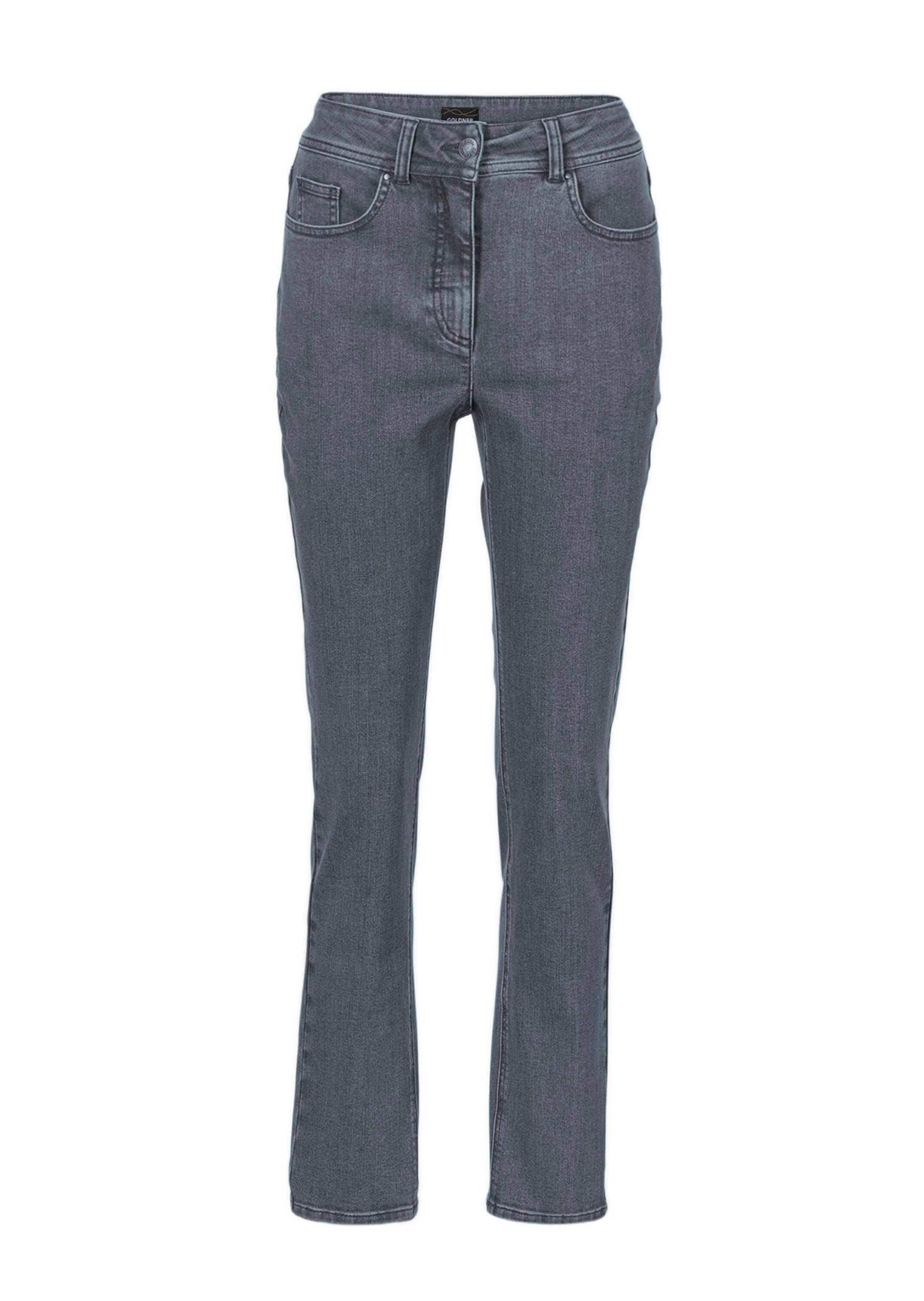 GOLDNER Regular-fit-Jeans "Kurzgröße Superbequeme Hose mit Bauchweg-Effekt" Glitzereffekt