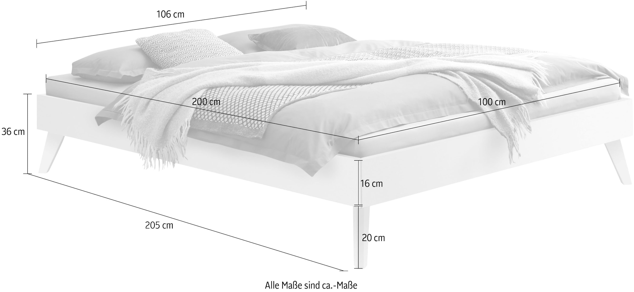 HASENA Holzbett »Calvari«, mit einer Fußhöhe von 20 cm