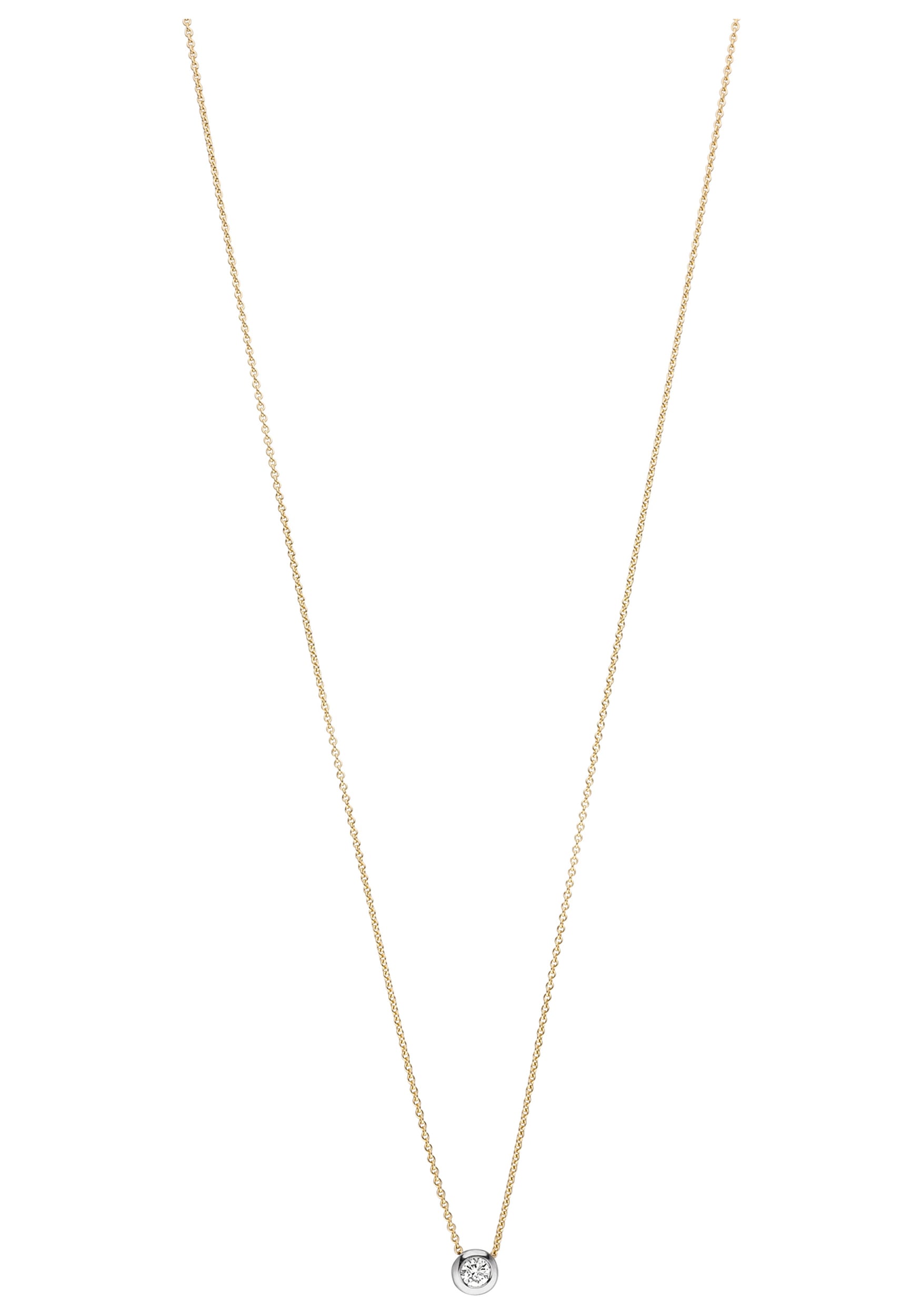JOBO Kette mit Anhänger »mit Diamant Brillant zierlich« 18 Karat 750 Gold bicolor