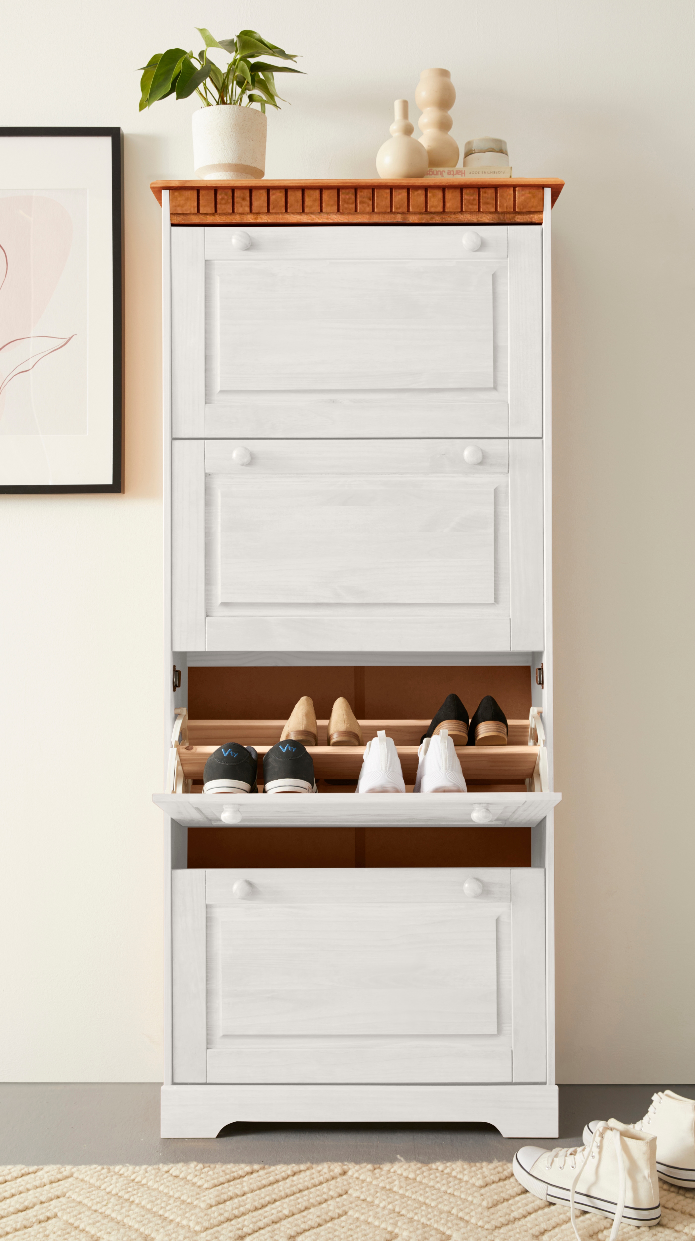 OTTO home Schuhschrank "Lisa" mit 4 Klappen, Höhe 172 cm, Breite 75 cm