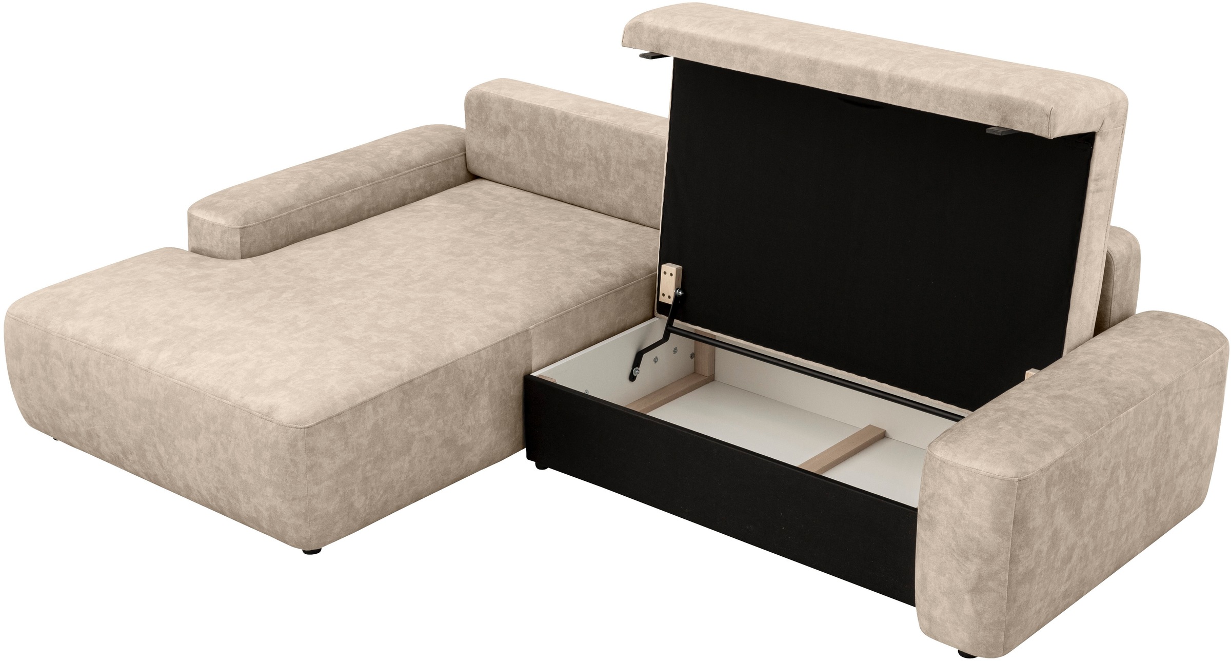 INOSIGN Ecksofa »TORGE (264cm), Schlafsofa in Cord, Samtvelours o Struktur fein, L-Form«, Schlaffunktion, Bettkasten, Liegefläche: 125/210 cm