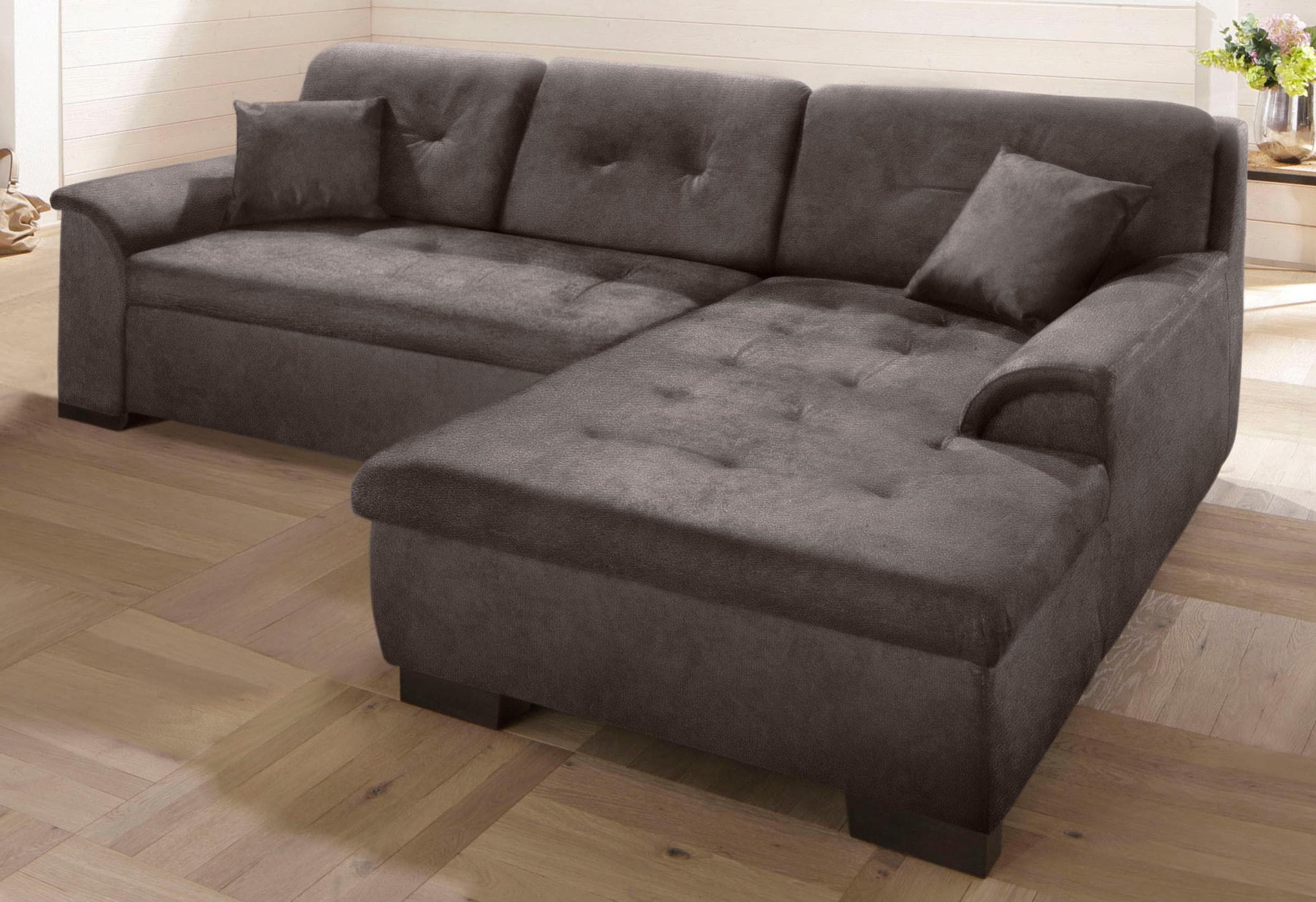 Home affaire Ecksofa "BERGEN 267x178 cm, elegantes Design" whlw. mit Bettfunktion L-Form