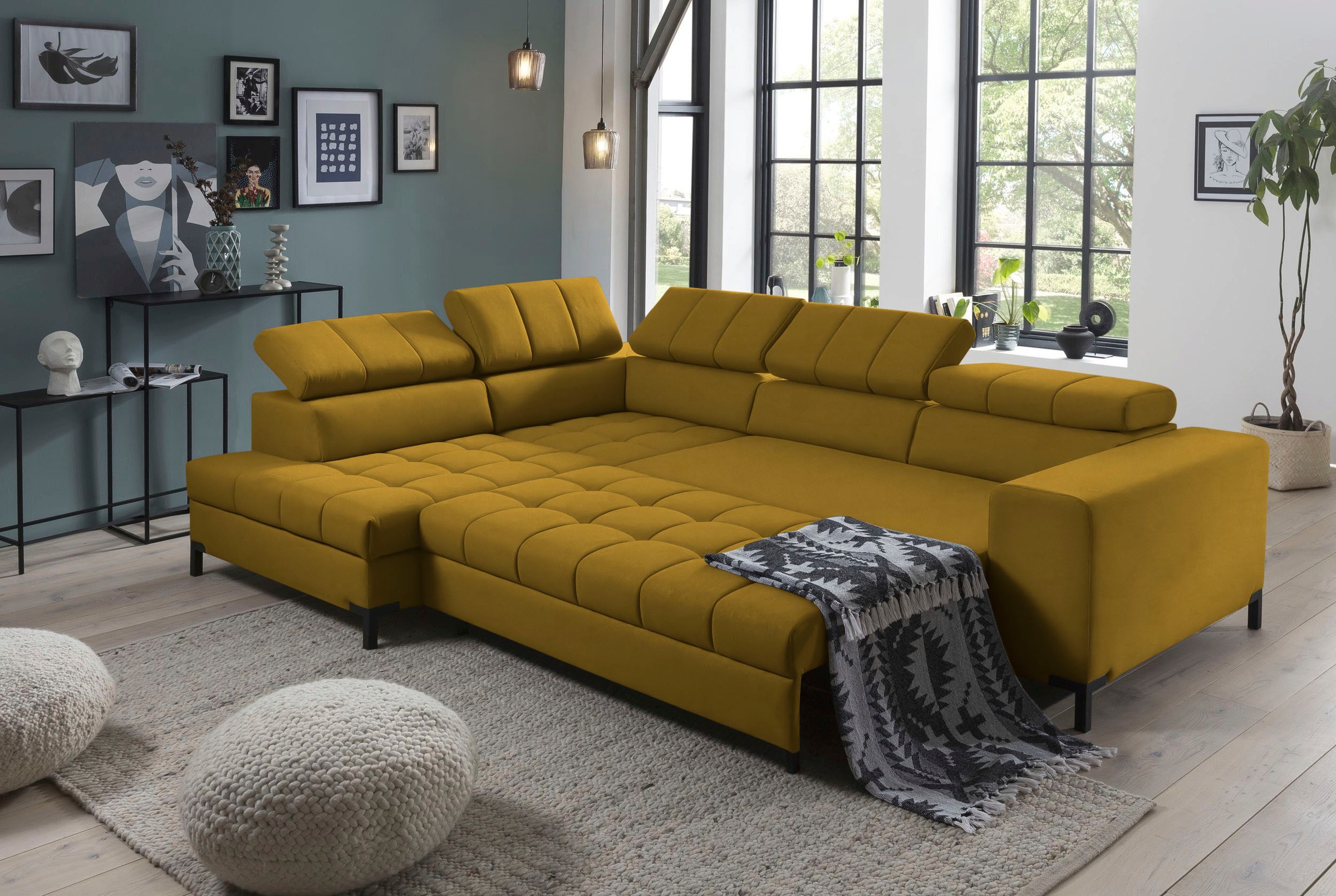 exxpo - sofa fashion Ecksofa »Bocco, hochwertige Verarbeitung, toller Sitzkomfort, bequem, L-Form«, wahlweise mit Bettfunktion u. Bettkasten, inkl. Kopfteilverstellung