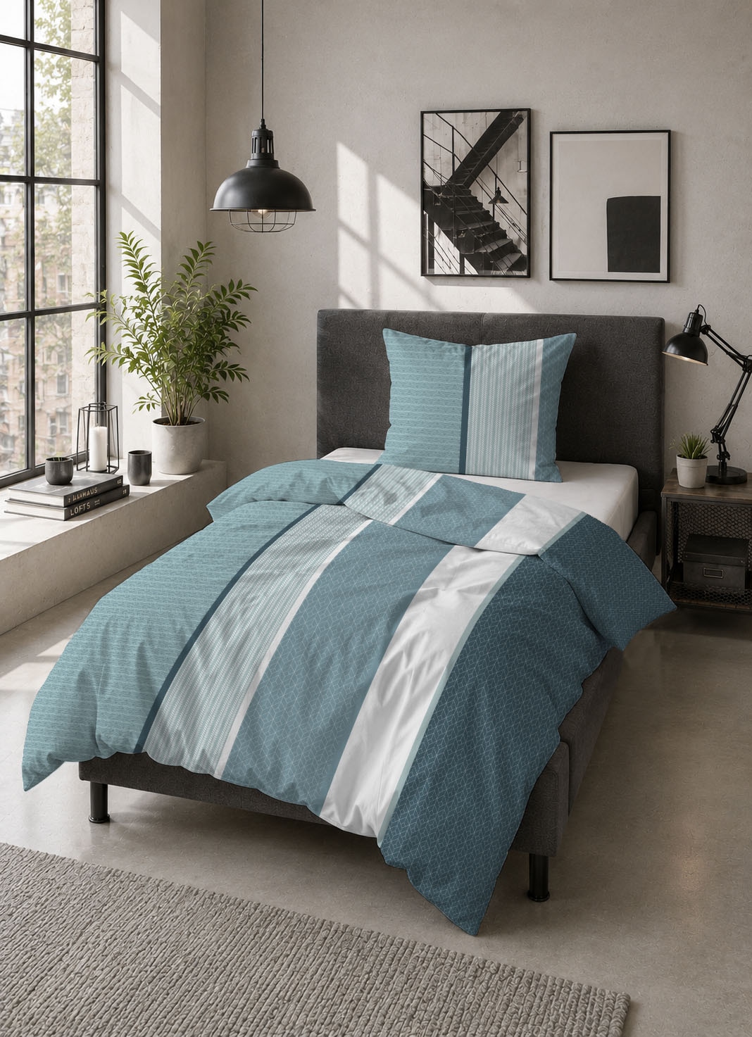 Castell - Markenbettwäsche Bettwäsche »0350386 Polycotton-Biber Bettwäsche 69% Baumwolle, 31% Polyester« 2 wärmend weich, Reißverschluss, Winterbettwäsche, Streifen