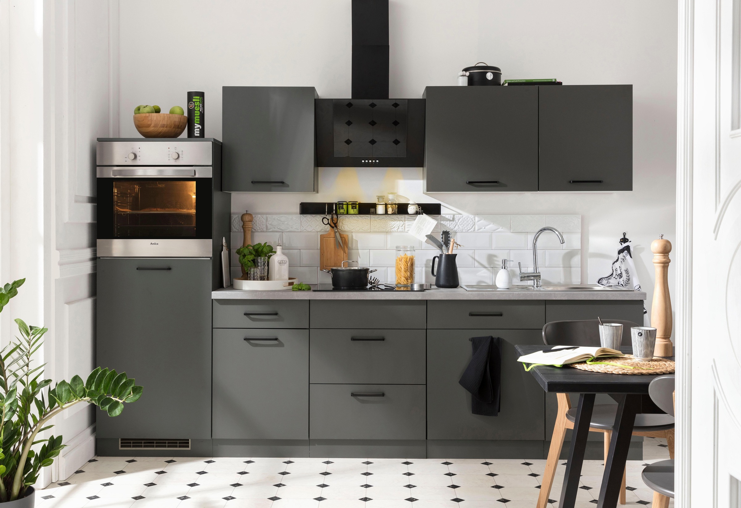 Black Friday wiho Küchen Küchenzeile »Esbo«, mit E-Geräten, Breite 280 cm |  BAUR