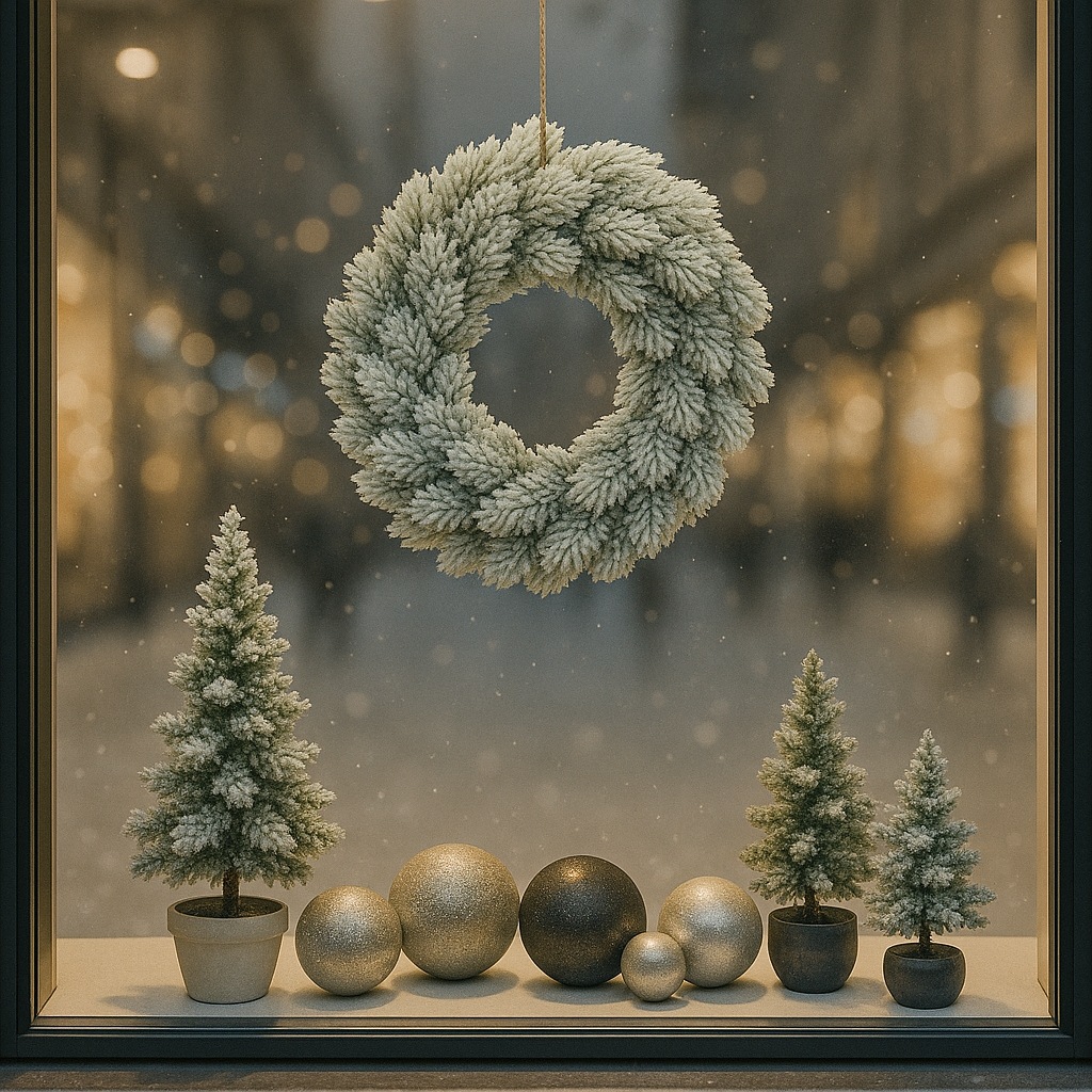 I.GE.A. Kunstkranz "Tannenkranz" Adventskranz künstlich mit Schnee Weihnachtskranz Türkranz Deko