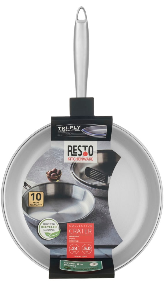 RESTO Kitchenware Bratpfanne »Crater Pfanne aus Tri-Ply (Edelstahl + Aluminium + Edelstahl) ofenfest« Edelstahl 18/10 1 Stk. tlg. Energieeinsparung 25% durch die dreilagige Basis