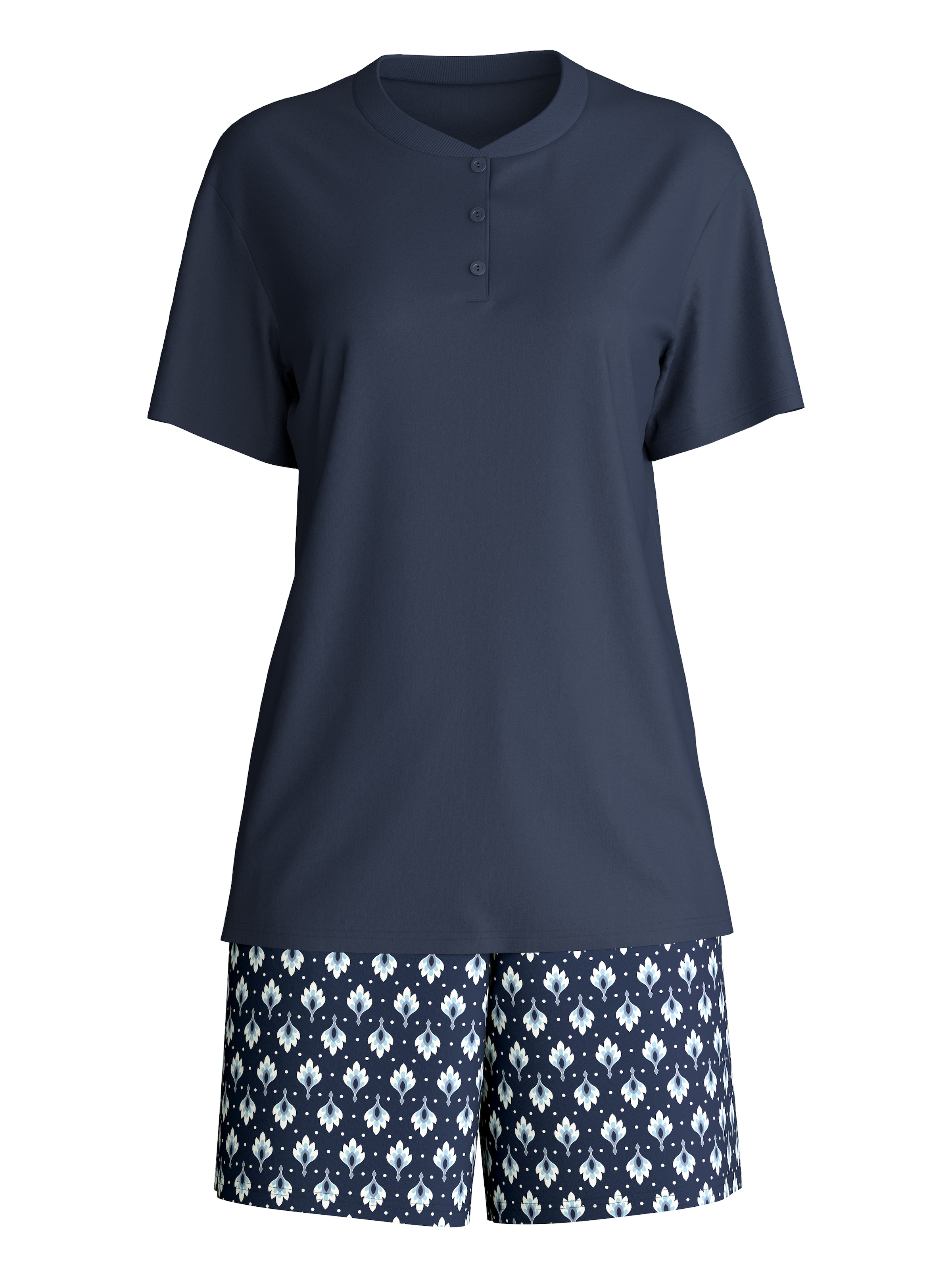 CALIDA Shorty »Daylight Dreams« 2 mit Rundhalsausschnitt und kleiner Knopfleiste, Cotton