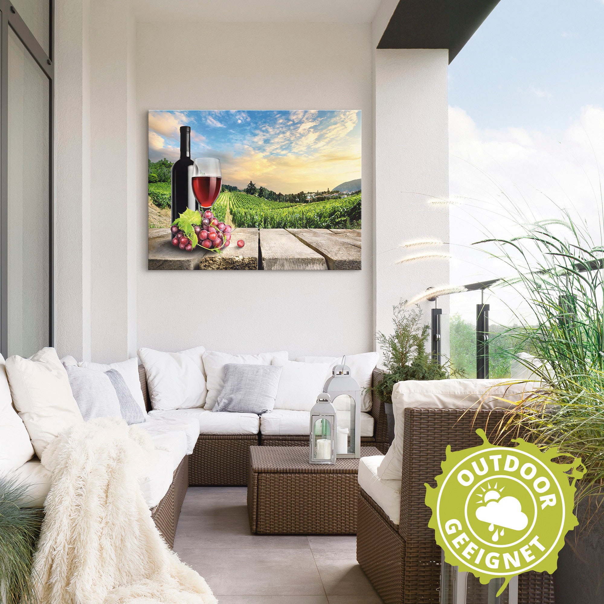 Artland Wandbild »Wein vor Weinbergen«, Berge, (1 St.), als Alubild, Outdoorbild, Poster, Wandaufkleber in verschied. Größen