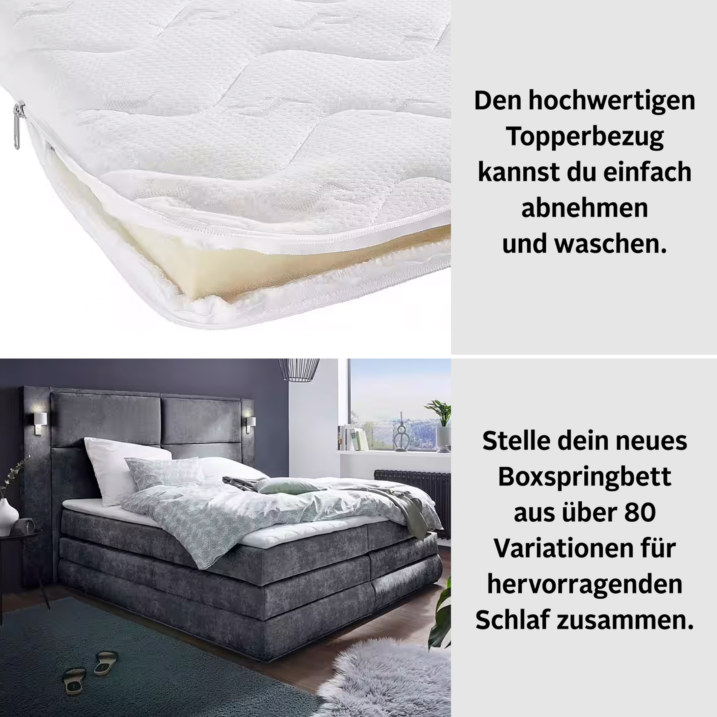 COLLECTION AB Boxspringbett Copenhagen, inklusive Bettkasten und Topper, wahlweise mit LED-Beleuchtung