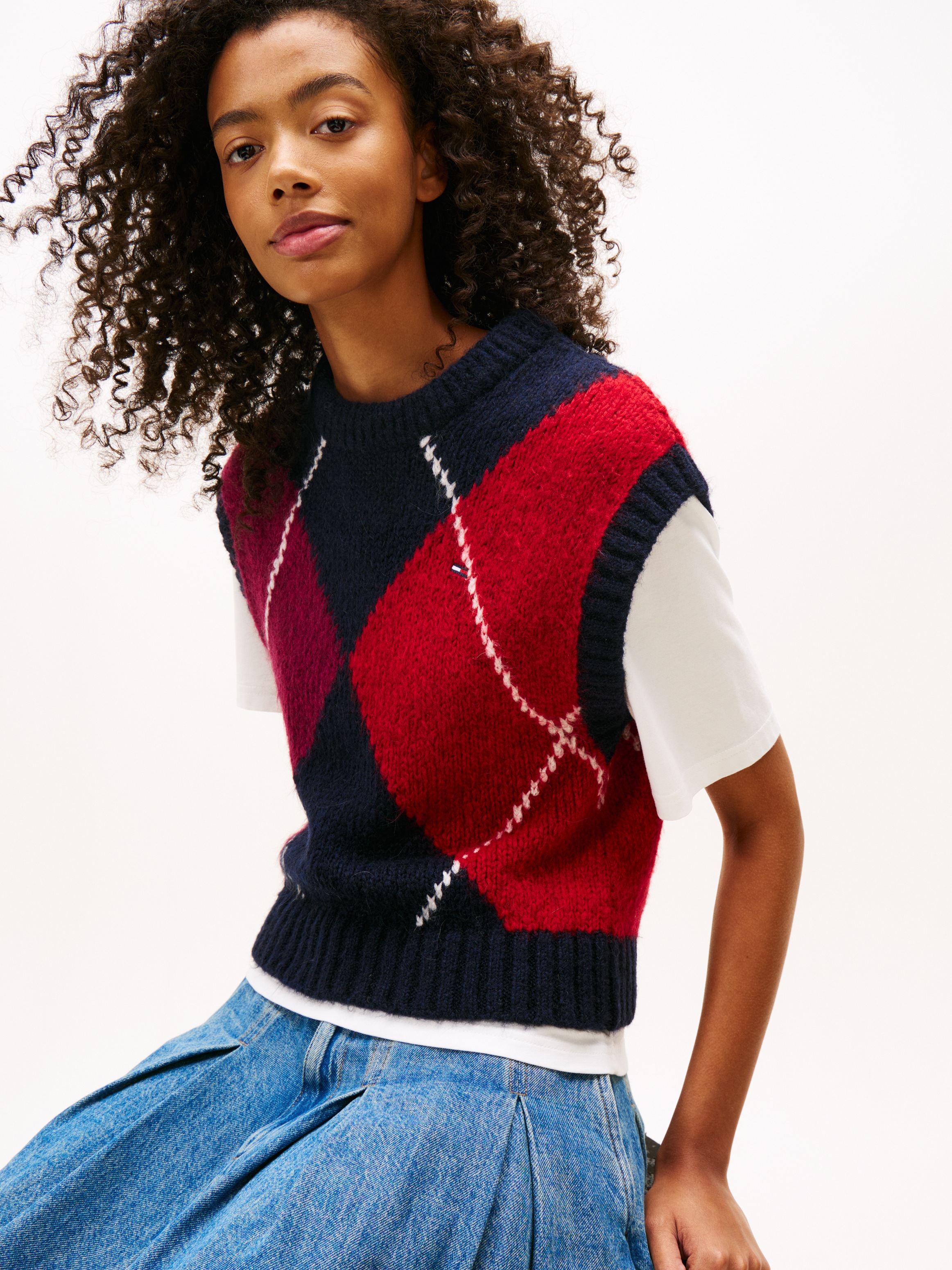 Tommy Jeans Pullunder "TJW ARGYLE SWEATER VEST" Argyle Strickmuster, Strick günstig online kaufen