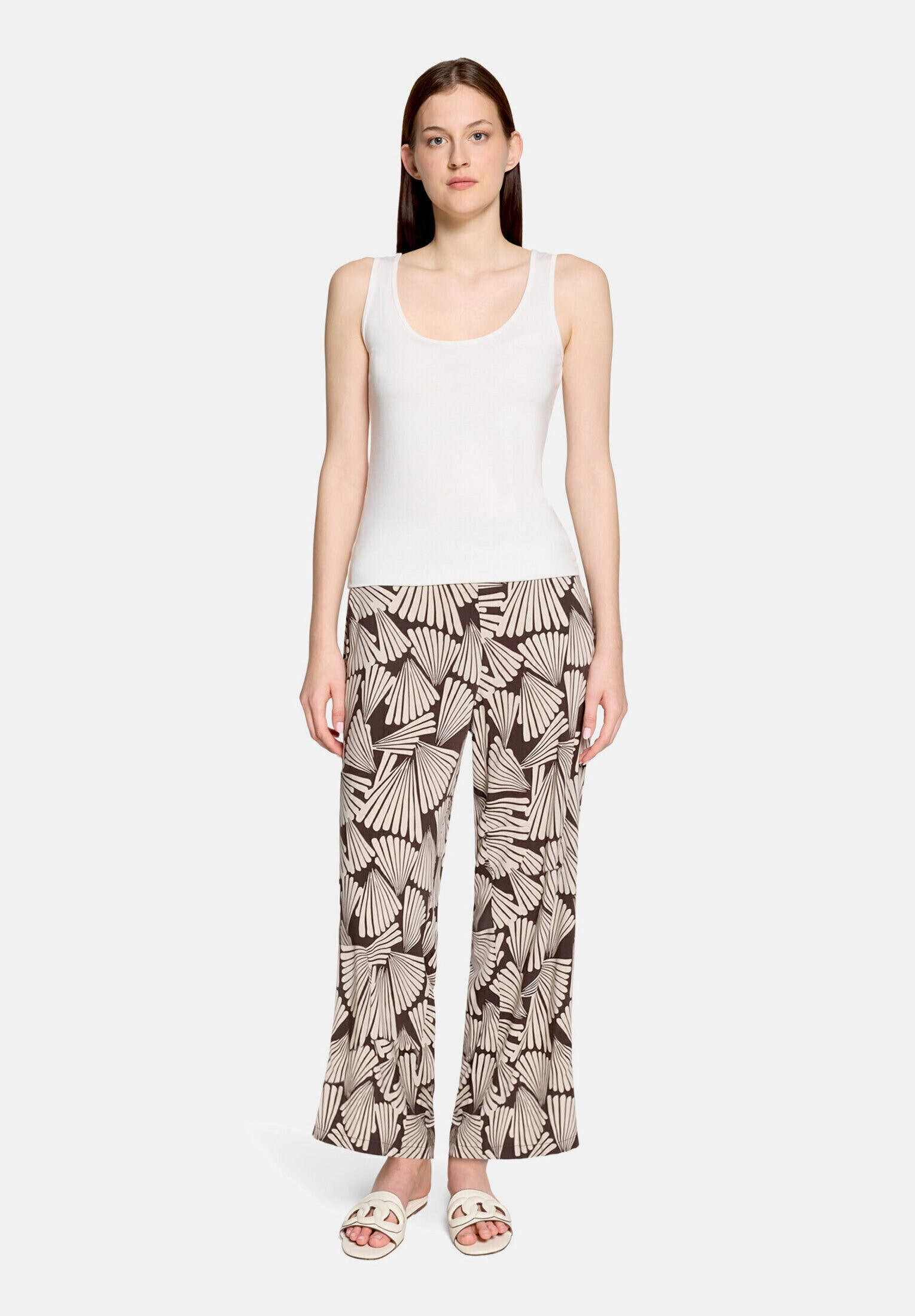 BETTY BARCLAY Damen Marlene-Hose "Damen mit elastischem Bund", braun, Gr. 44, Obermaterial: 100% Viskose, Hosen