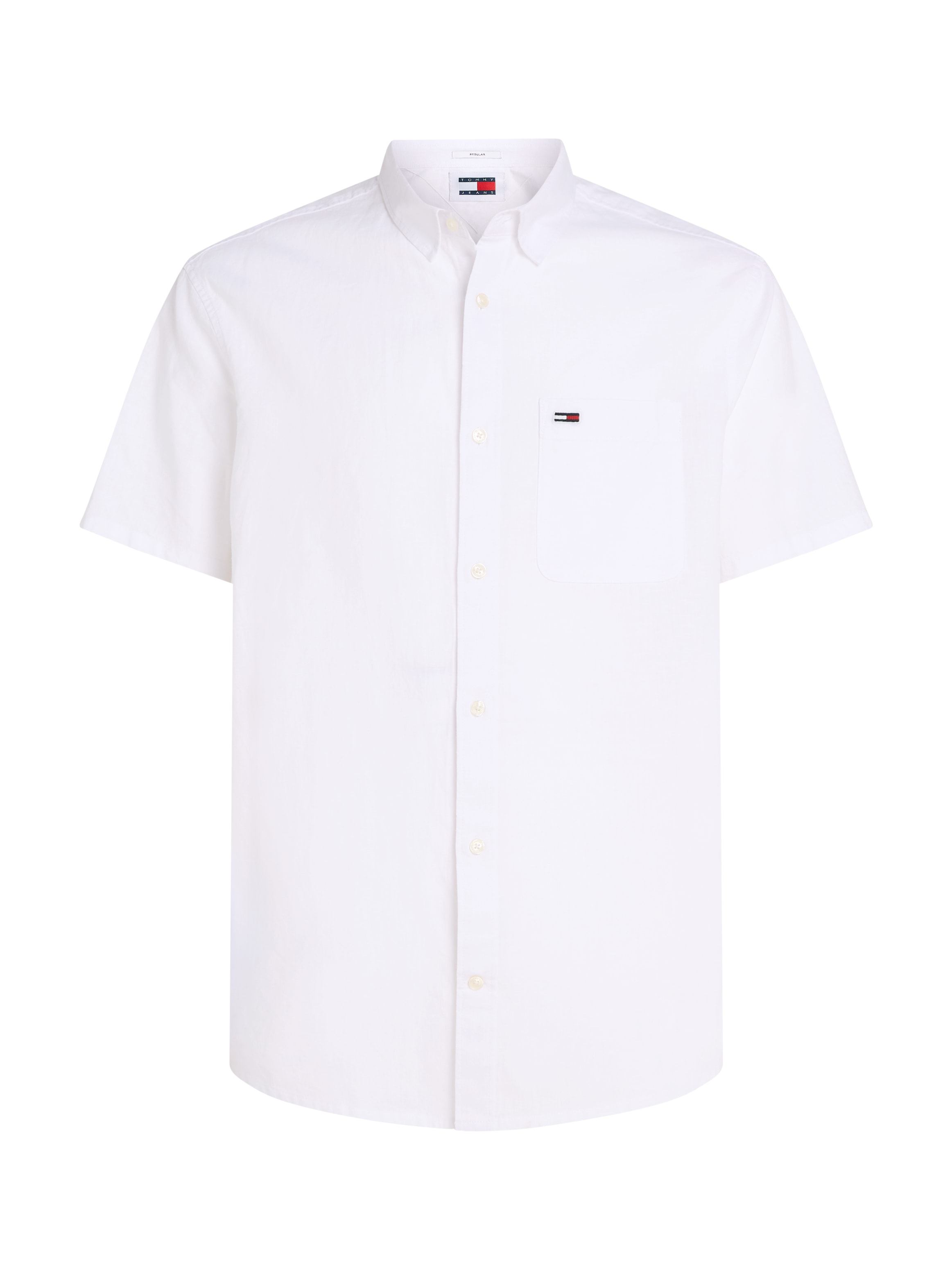 Tommy Jeans Kurzarmhemd »TJM REG LINEN BLEND SS SHIRT«, mit Logostickerei