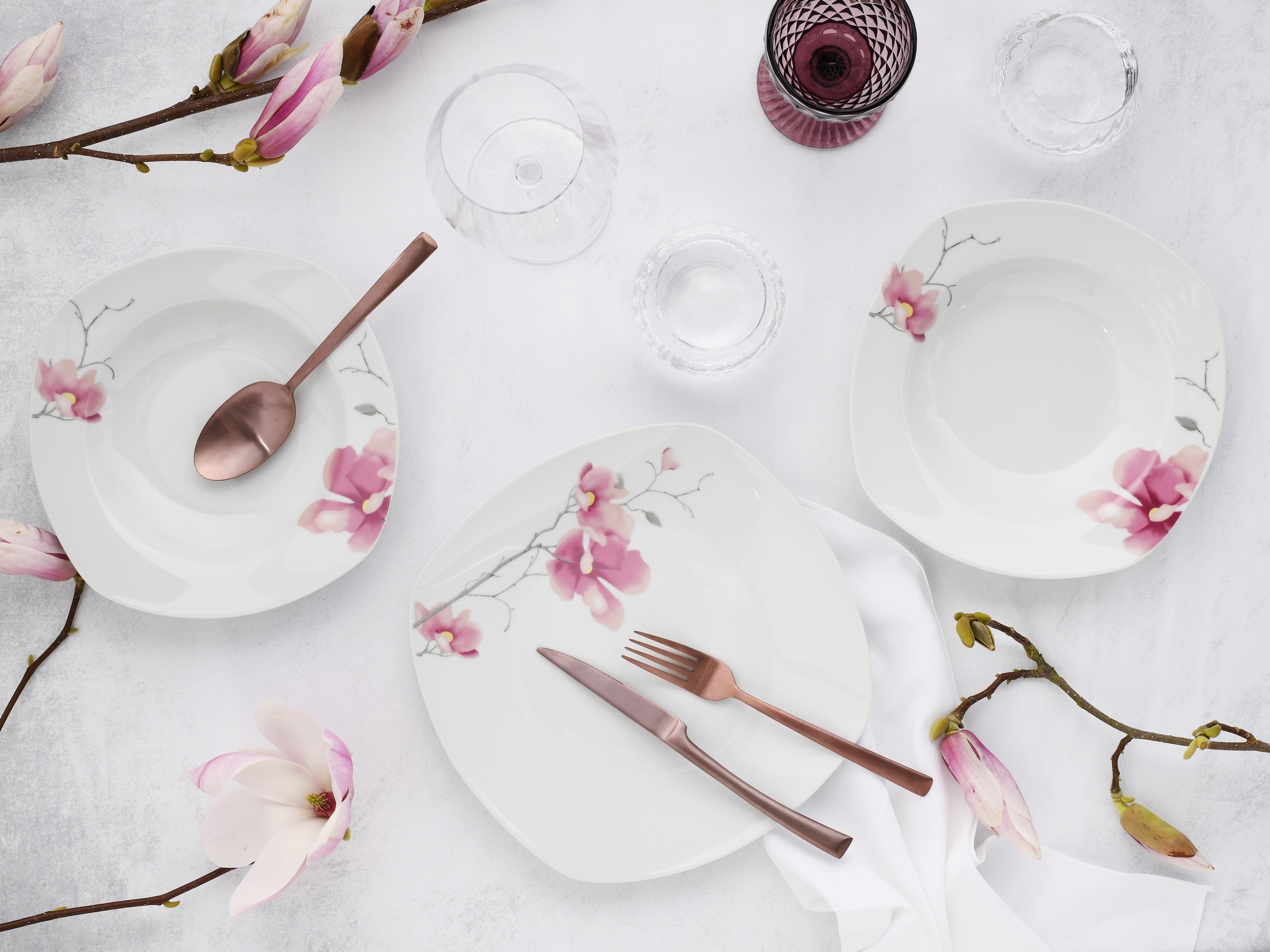 CreaTable Tafelservice »Amelie Aiko, Tafel-Service 12-tlg«, (Set, 12 tlg.), Blumendekor