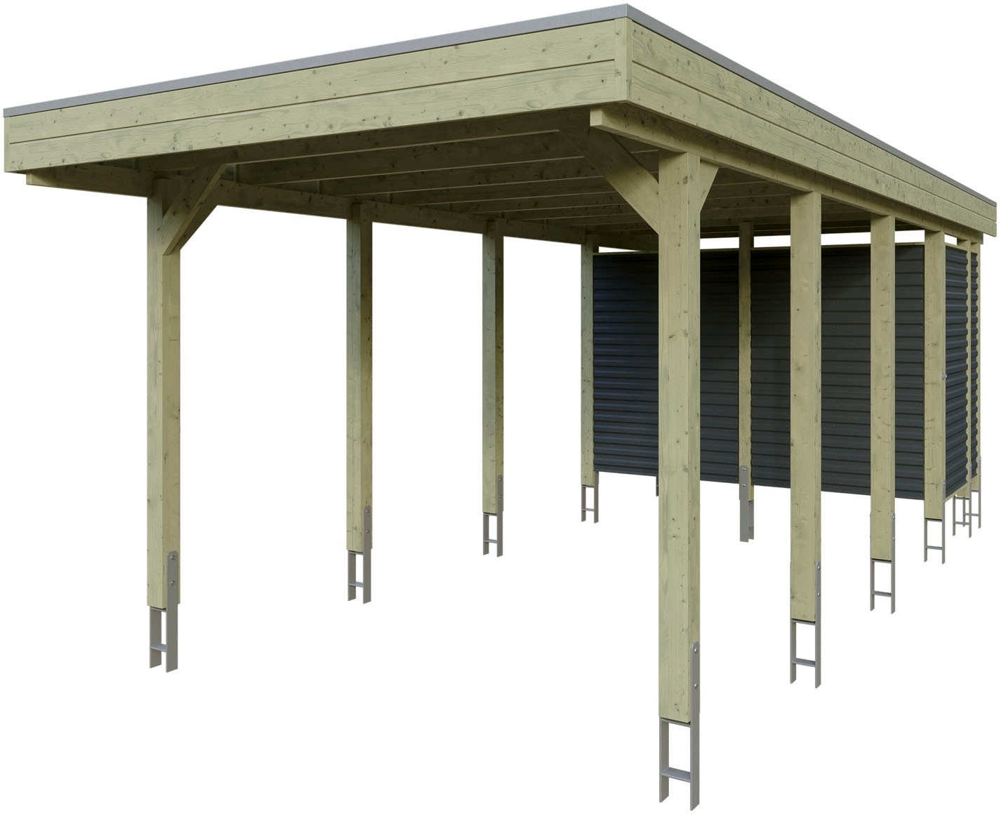 Skanholz Einzelcarport "Friesland Set 12" Massivholz 270 cm Grün