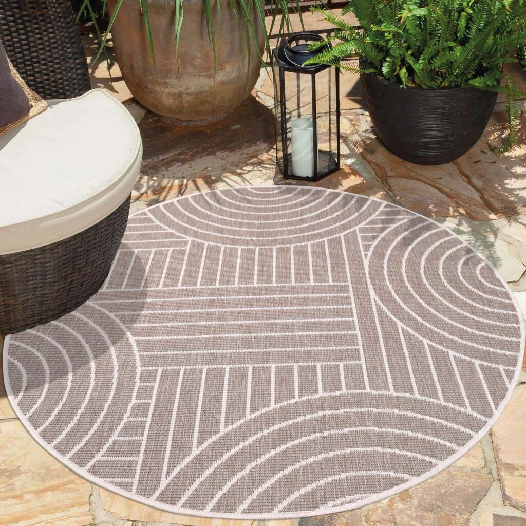Carpet City Outdoorteppich »DUO RUG 5842«, rund, 5 mm Höhe, Wendeteppich Wetterfest In- & Outdoor, Balkon, Terrasse, Wohnzimmer
